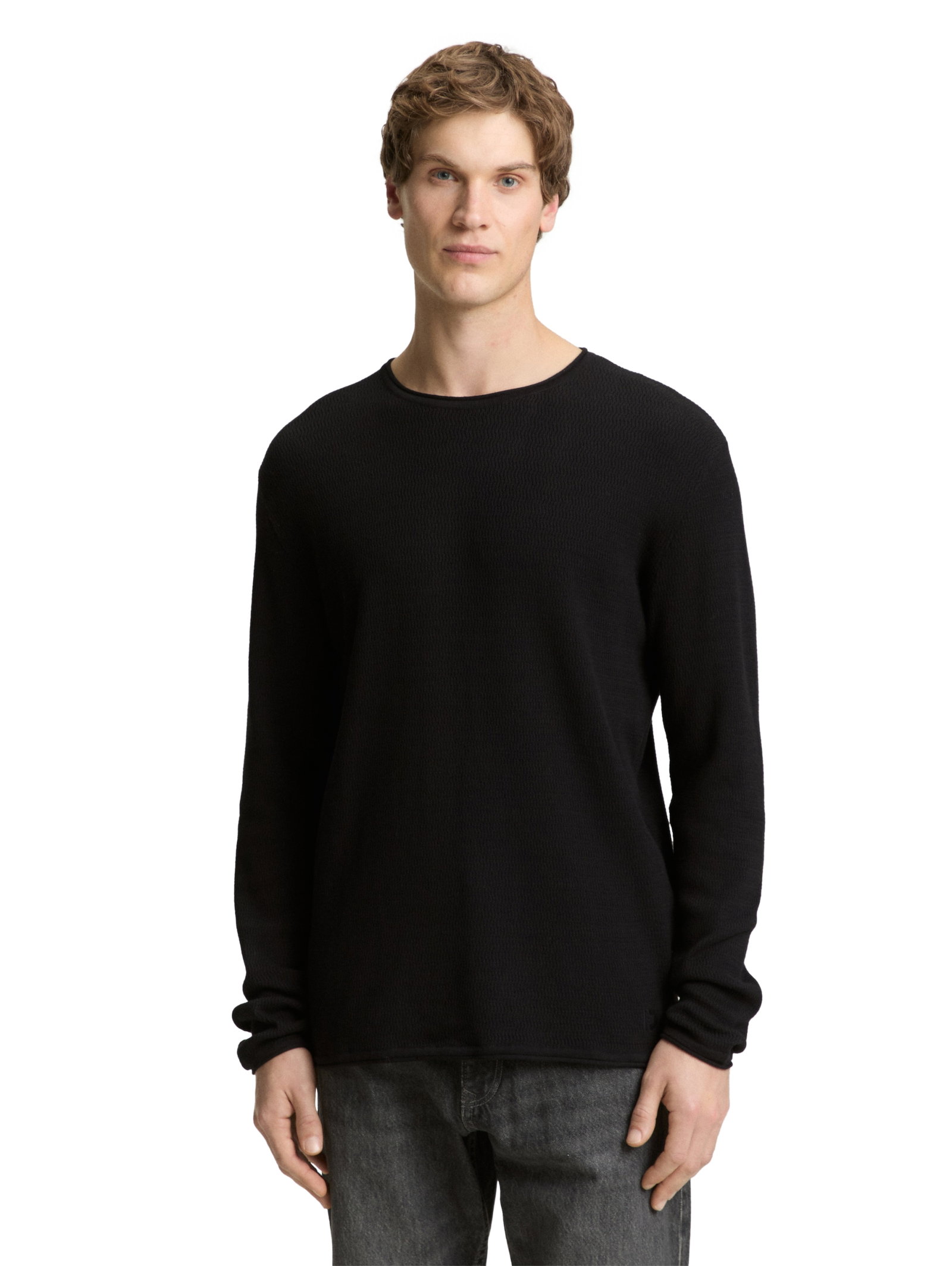 structured roll edge knit, Black #11