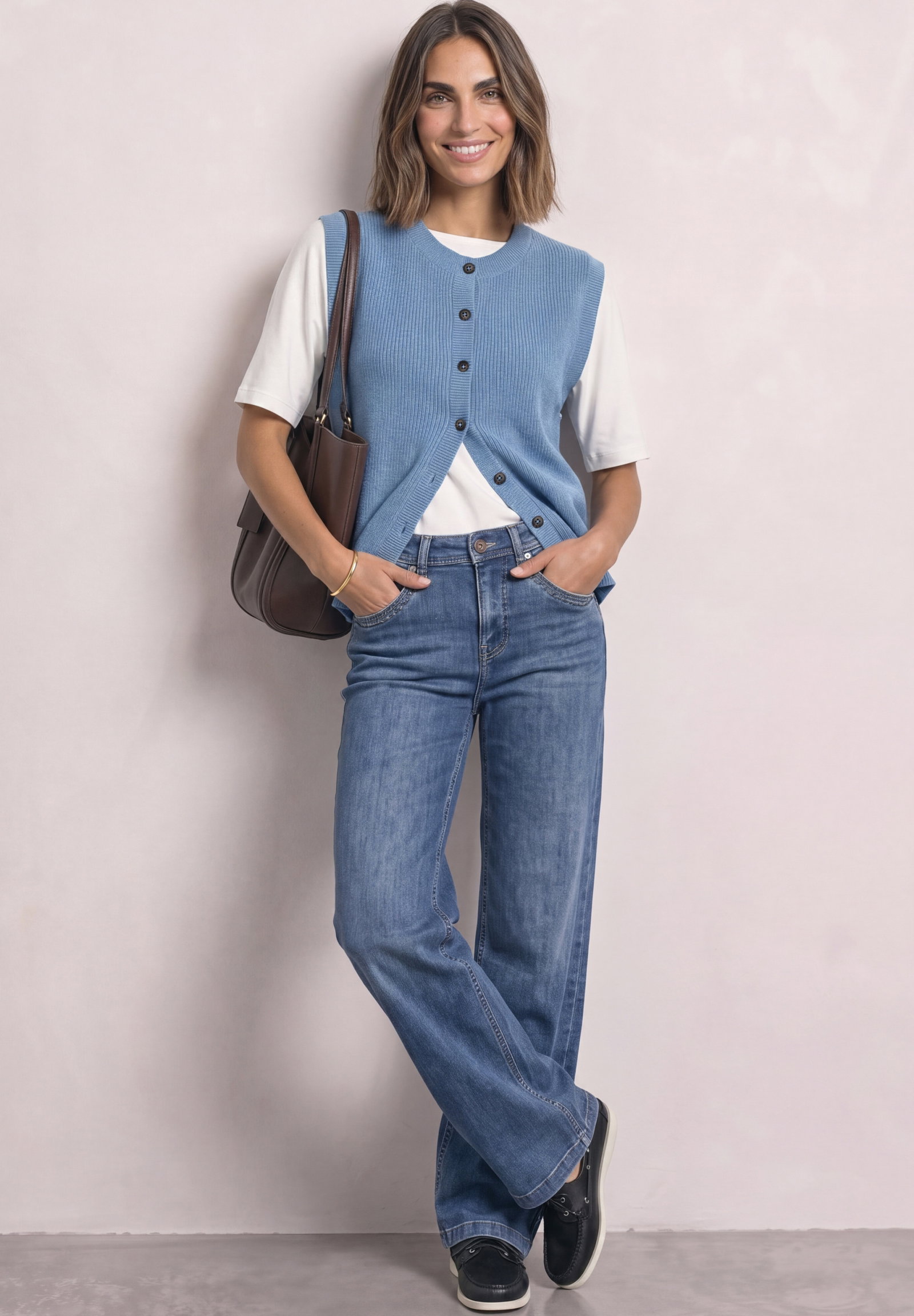 LTD QR_sleeveless cardigan rib, northern blue mel. #5