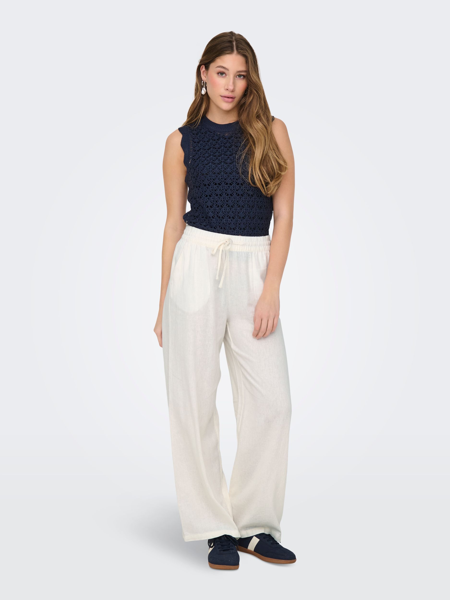 JDY |  JDYSAY HW LINEN WIDE PANT WVN NOOS | XS/32 | snow white