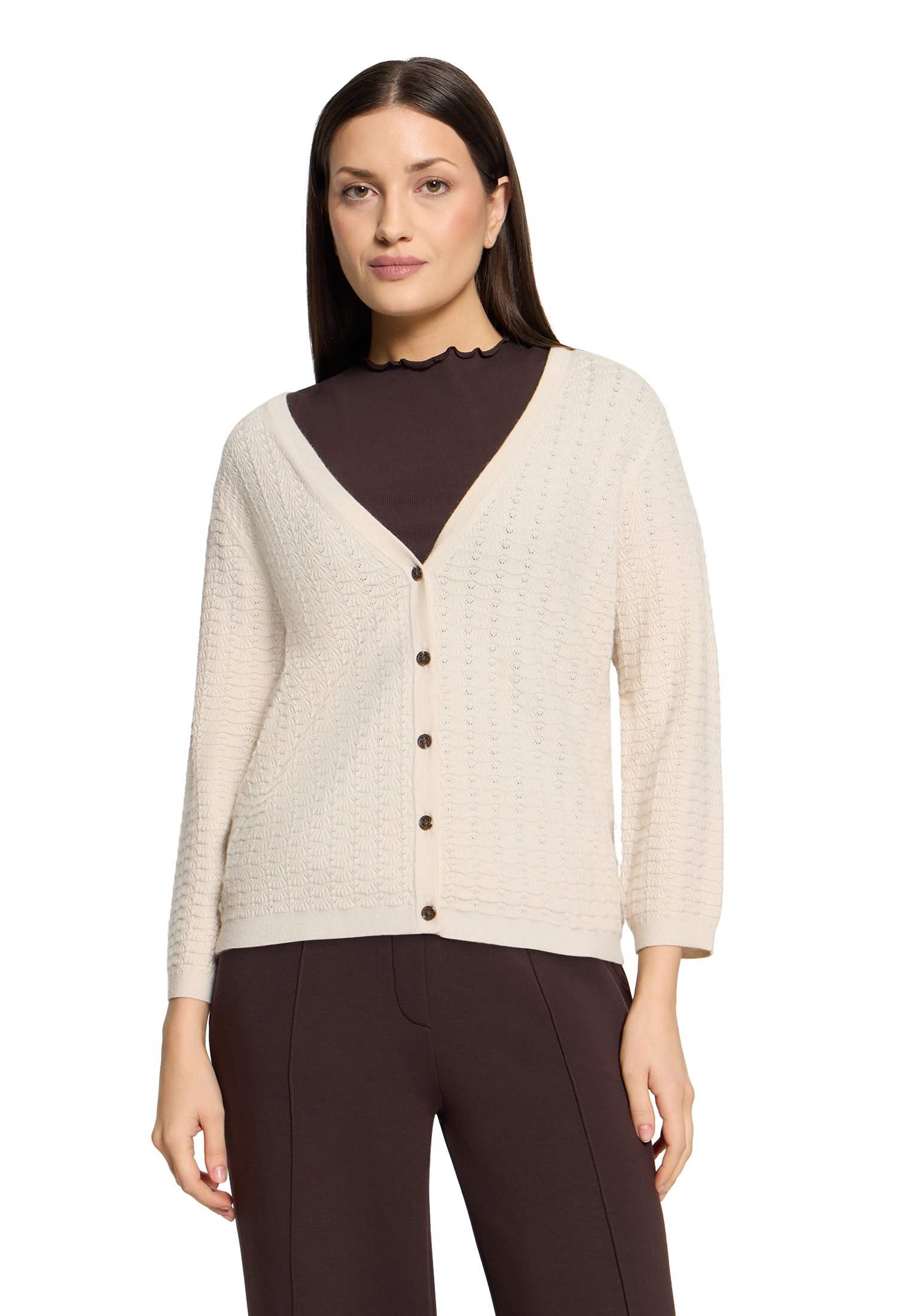 Strickjacke Kurz 3/4 Arm, Silky Beige #3