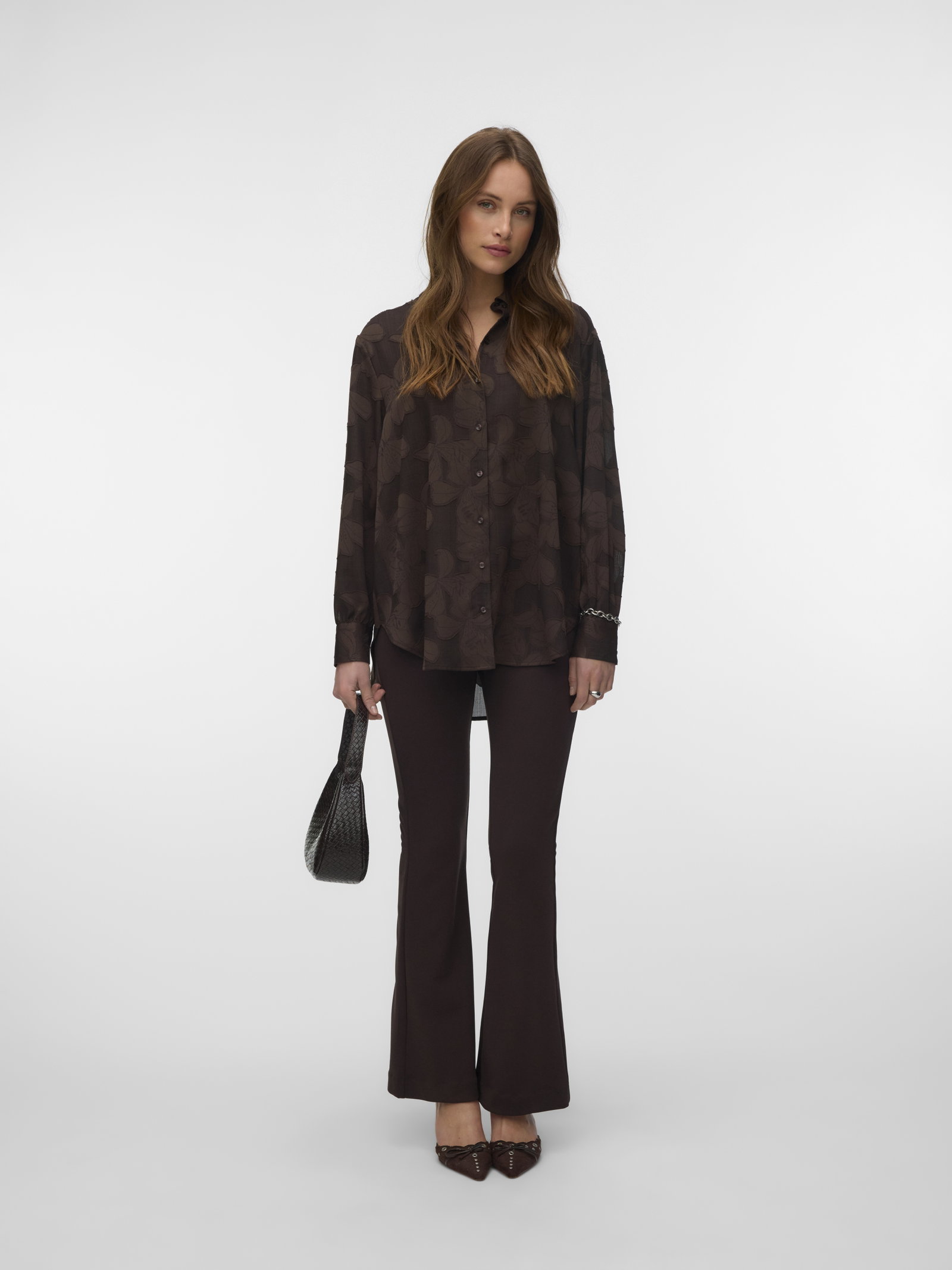 VMEMBLA JACQUARD LS SHIRT WVN, Chocolate Torte/Jacquard #2