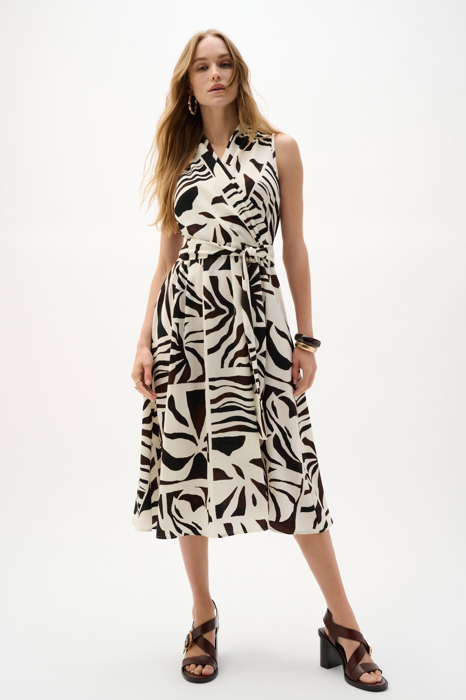 Joseph Ribkoff Midikleid Wickelkleid mit Gürtel und abstraktem Muster #1
