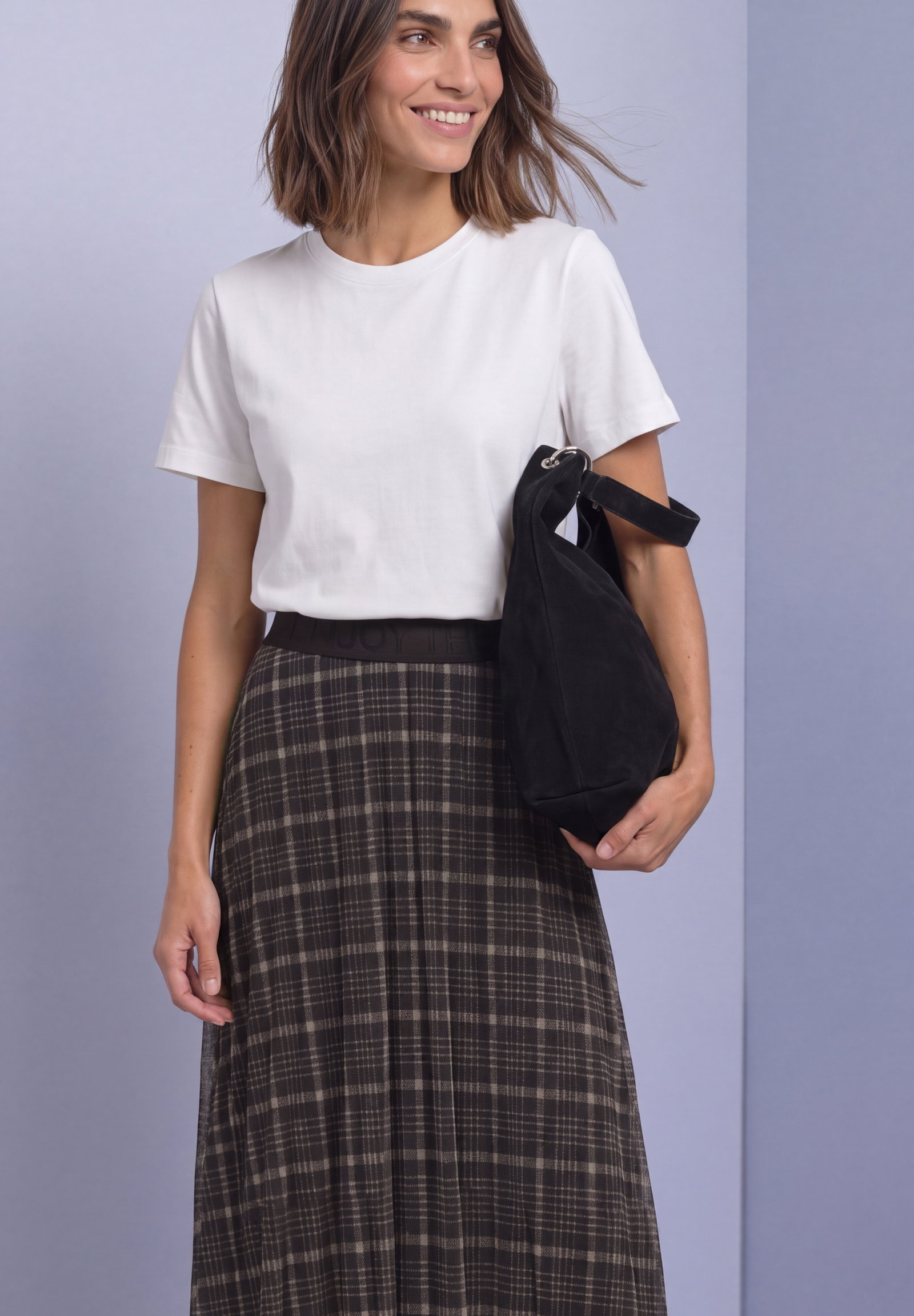 Midi skirt Plissée_check, black coffee #6