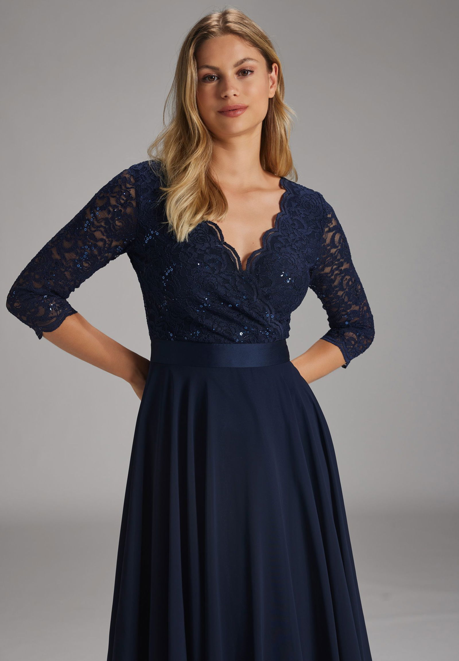 SWING Cocktailkleid aus Material-Mix