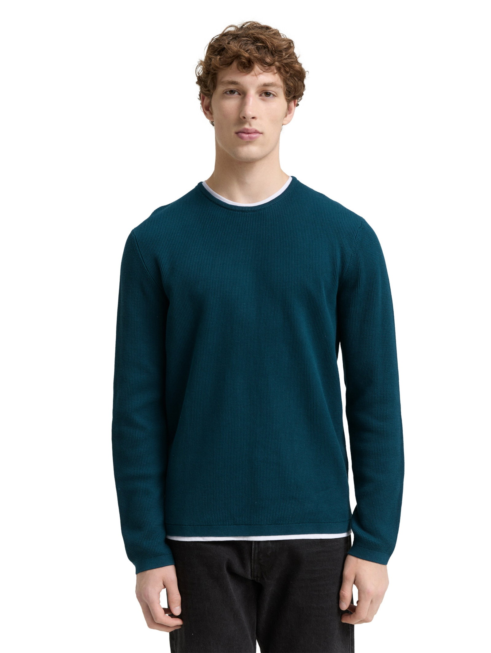 structured double layer crew n, deep pond green #6