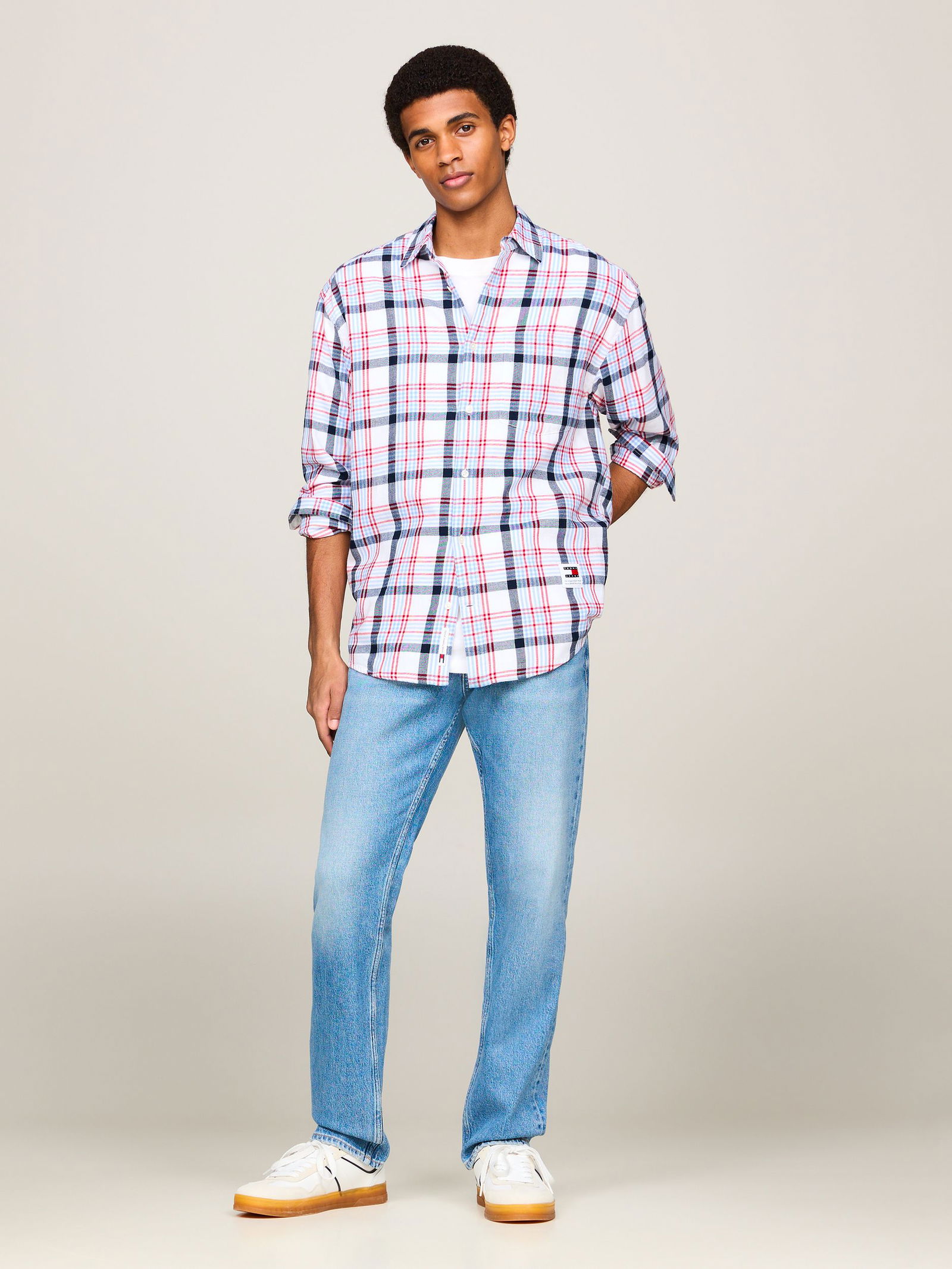  | TJM CHECK PEACHED SHIRT EXT, WHITE | S | white / multi