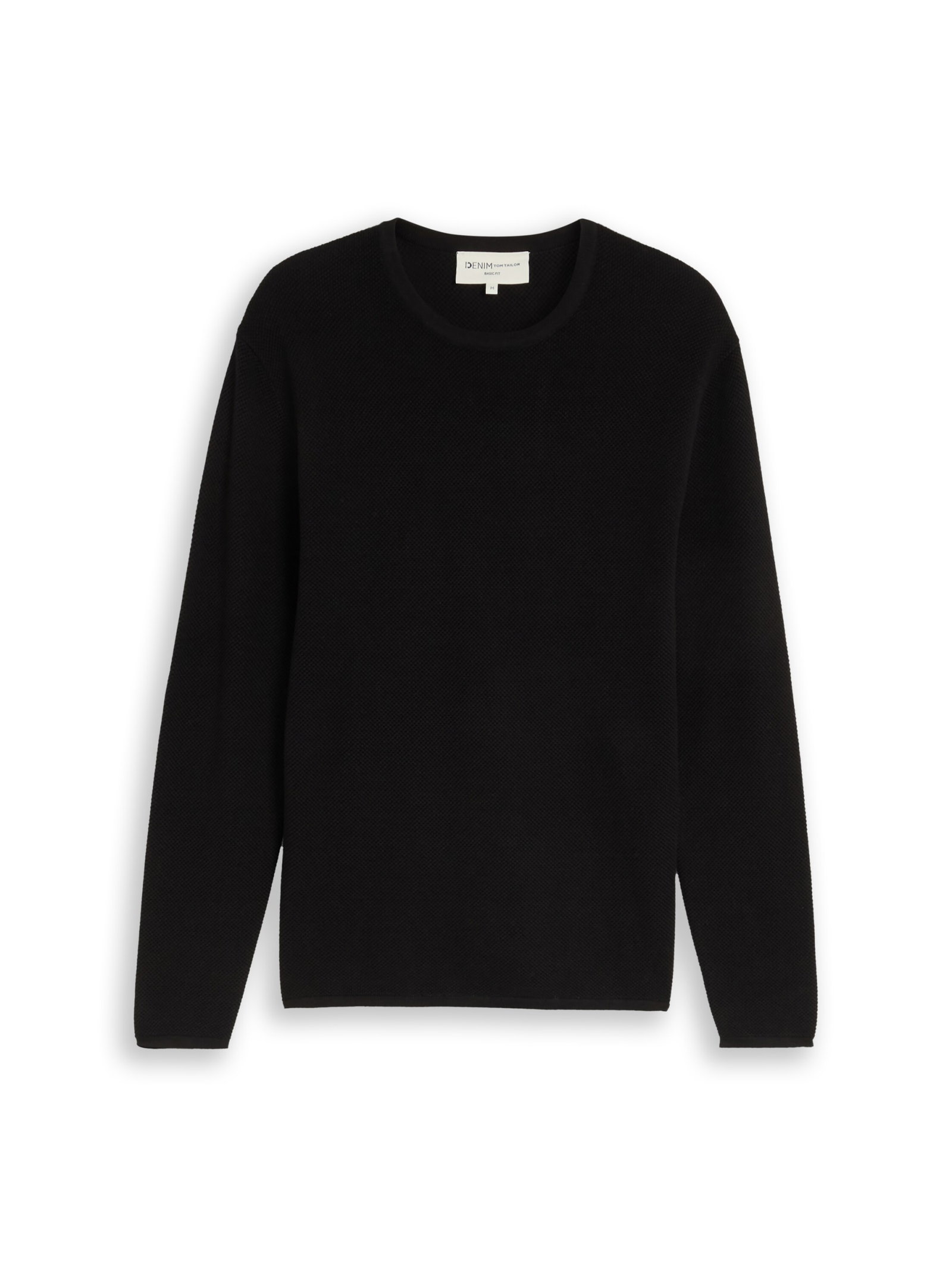 basic structred crew neck knit, Black #1