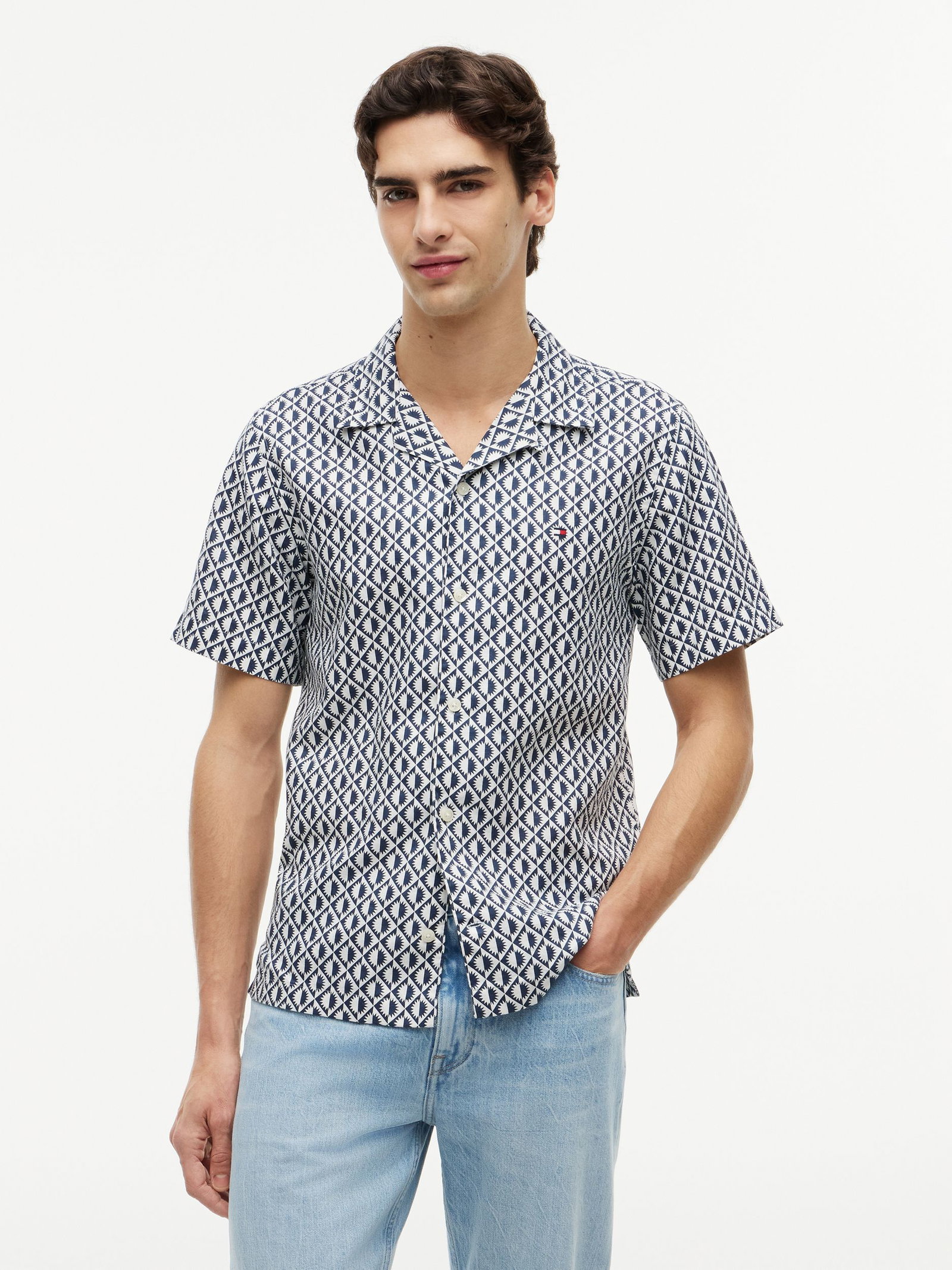 Tommy Hilfiger | Tommy Hilfiger Hemd Regular Fit | M | cloudy blue / yale navy / white