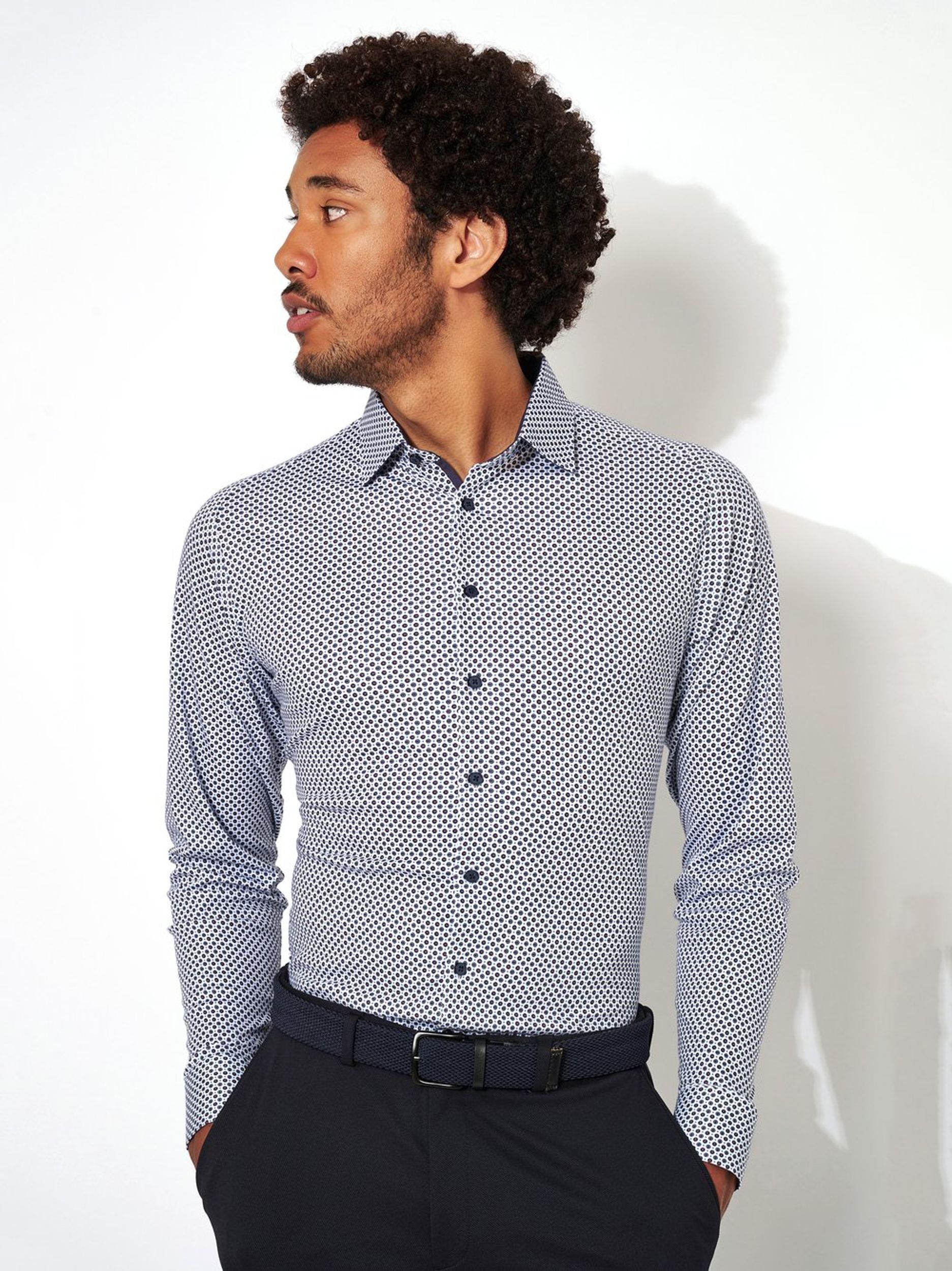 DESOTO |  DESOTO Hemd Slim Fit  | 3XL | white with red and blue dots