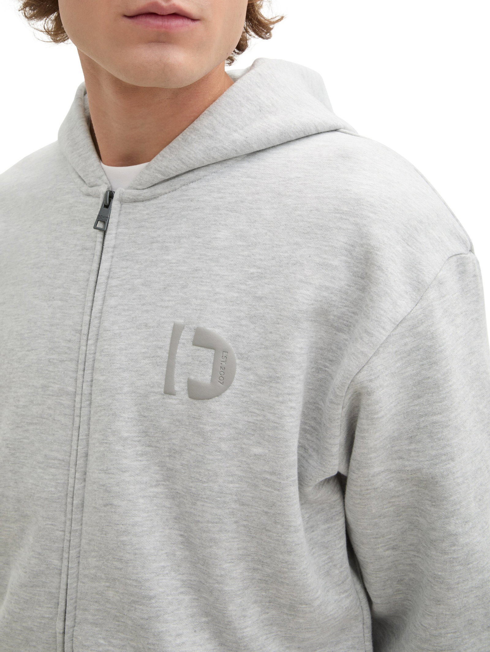hoodie jacket with print, Light Stone Grey Melange #5