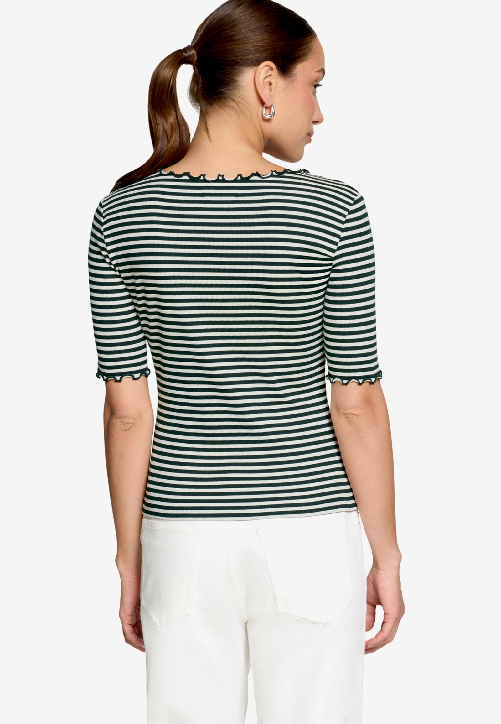Shirt Kurz 1/2 Arm, Green/Cream #3