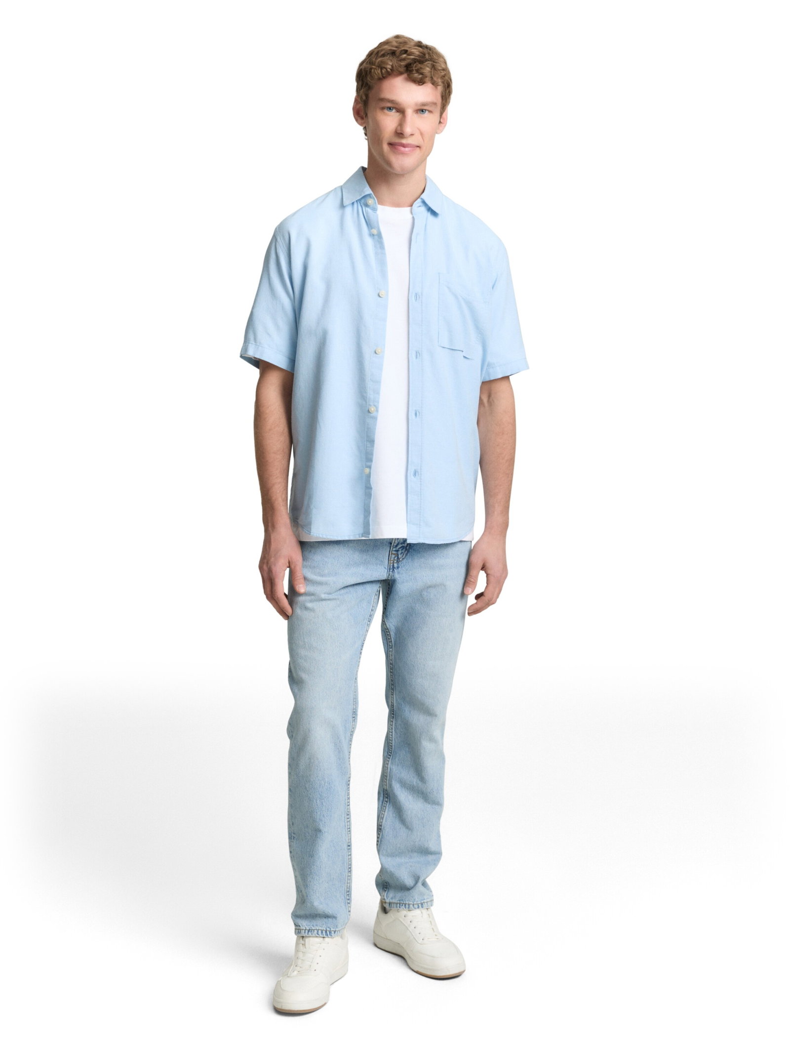 relaxed slubyarn shirt, light blue structure #3