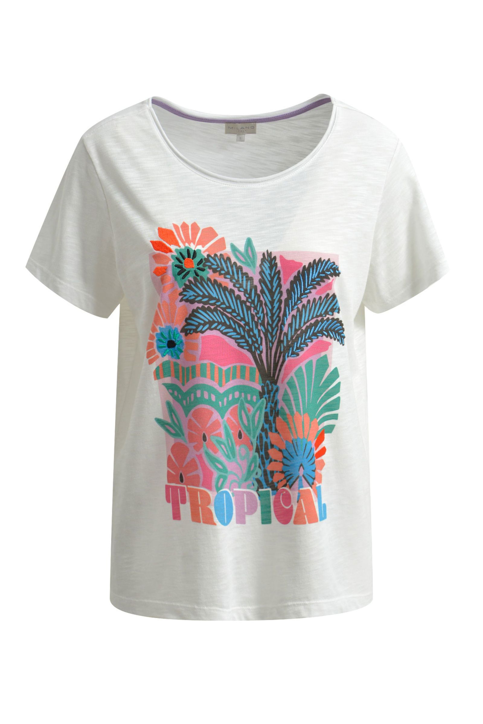Milano |  T-shirt w roundneck, 1/4 sleeves | XL | offwhite