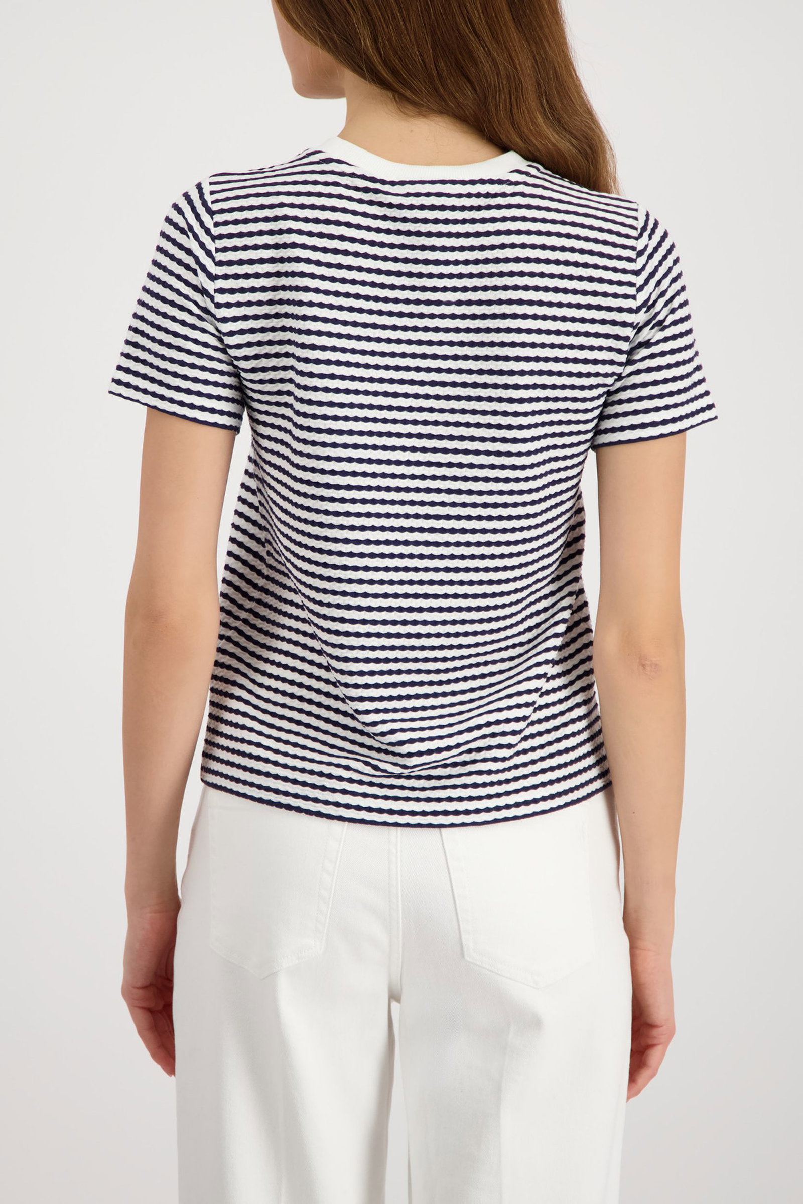 Monari |  T-Shirt, marine ringel | 36