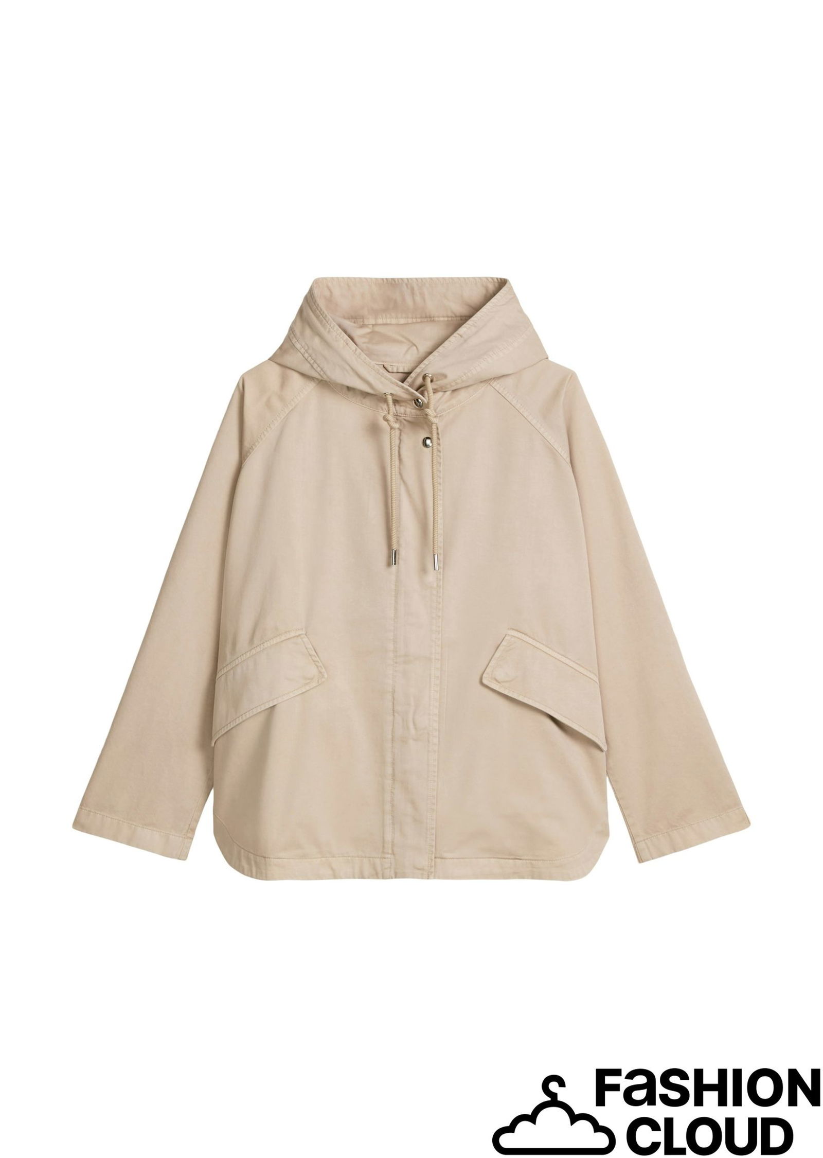 |  Cape jacket, garment dyed, with hoo, linen beige | 42 | 4402_0914