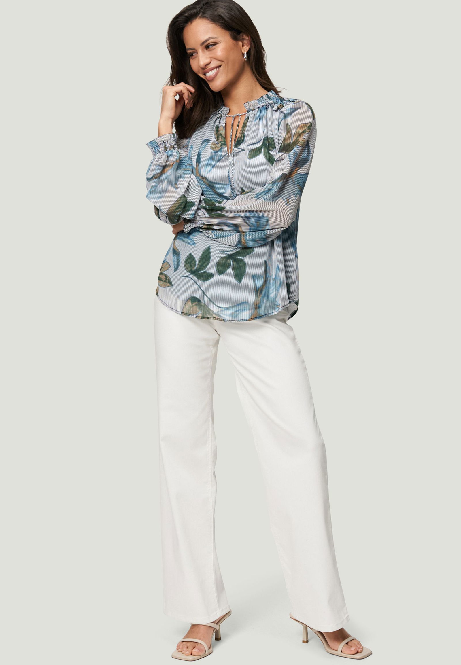 Zero |  Zero Druckbluse  | 34 | creamblue