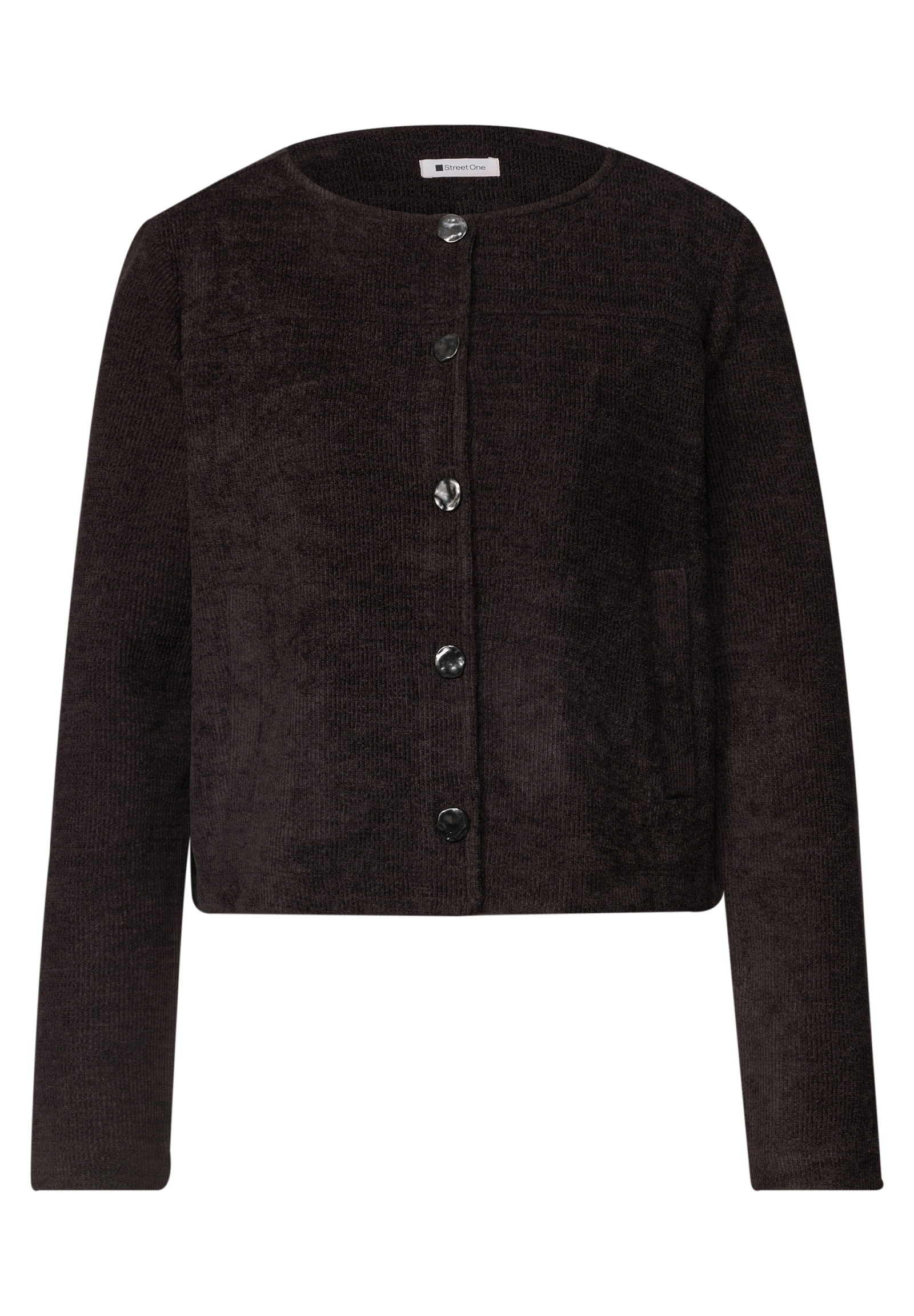 soft jacket w.deco buttons, black coffee #1