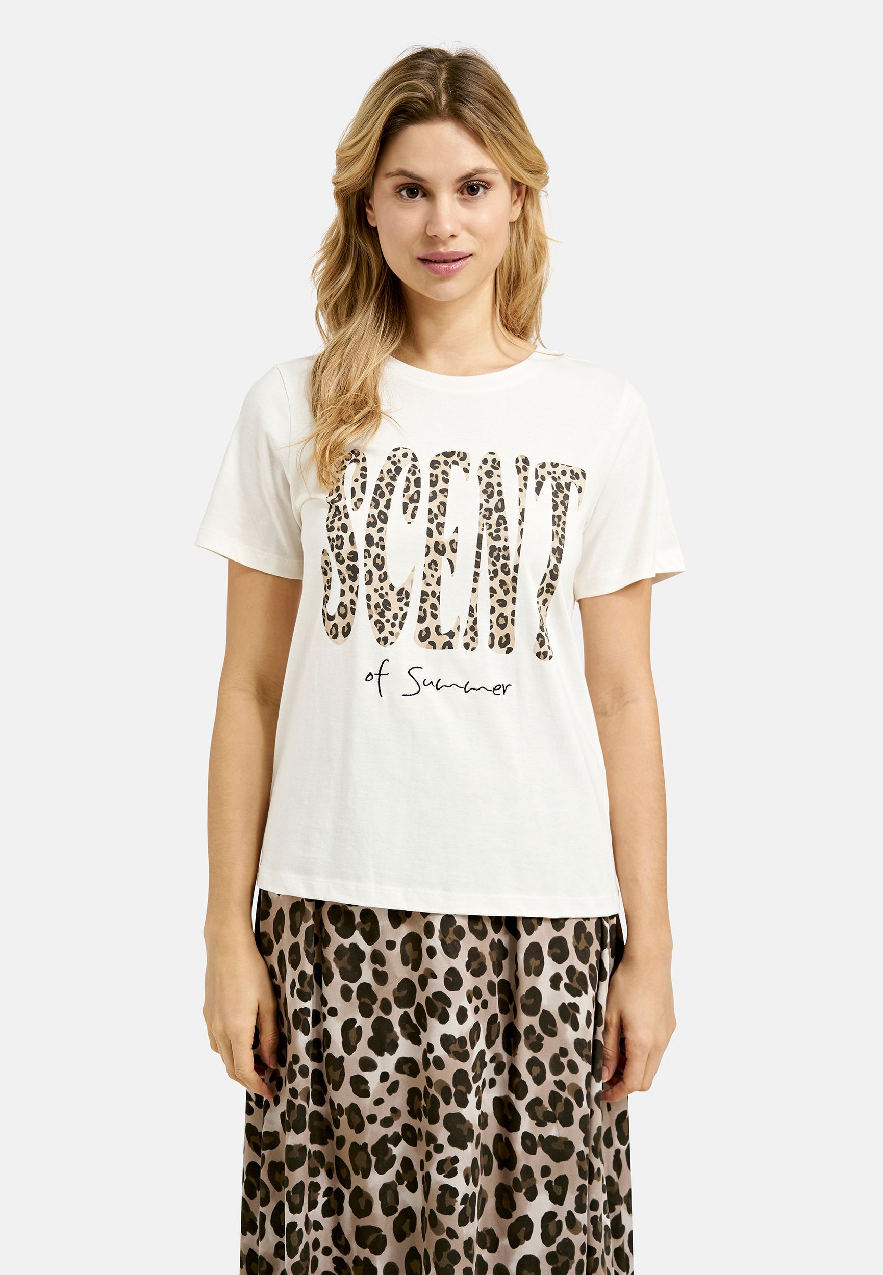  |  CROPPED T-SHIRT WORDING, CAMEL PRINT | M