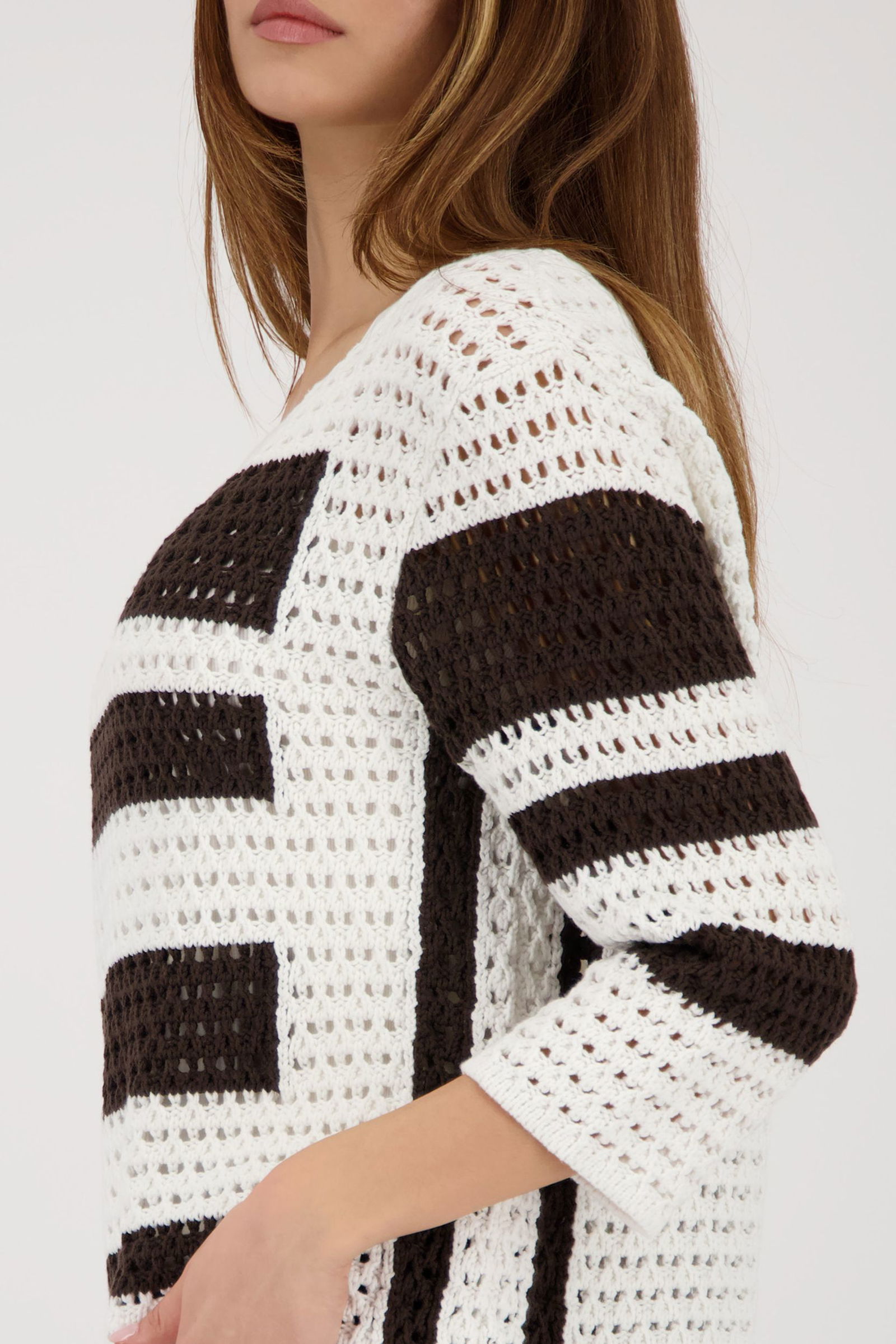 Monari |  Monari Pullover  | 44 | off-white gemustert