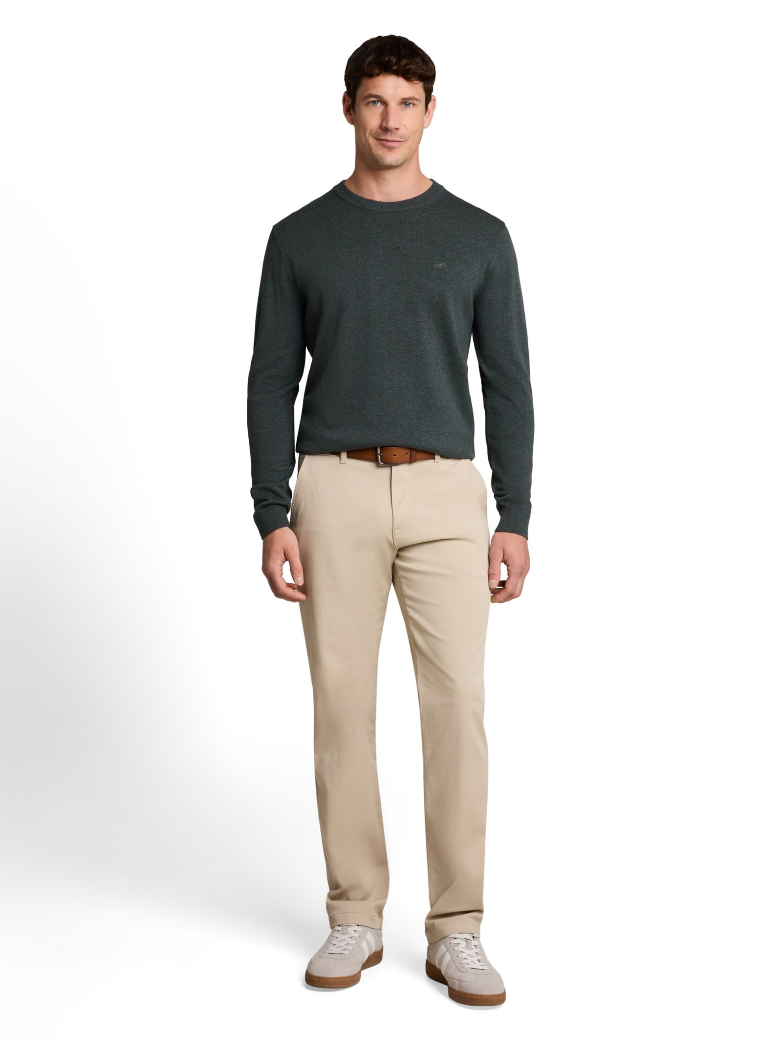 basic crewneck knit, darkest olive melange #3