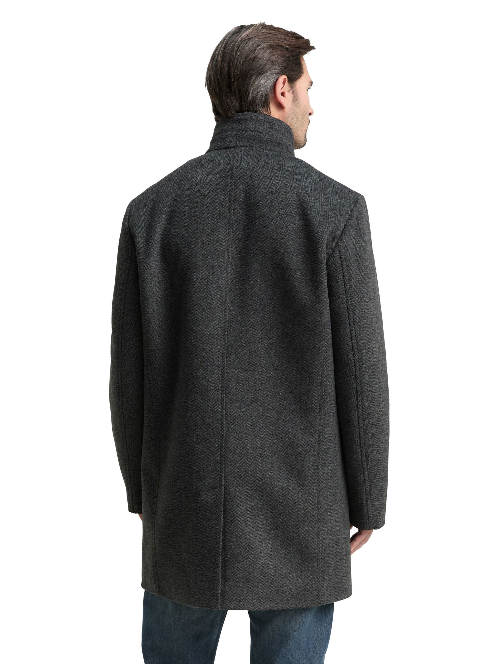 Tom Tailor | Tom Tailor Wollmantel | XXL | dark grey black herringbone
