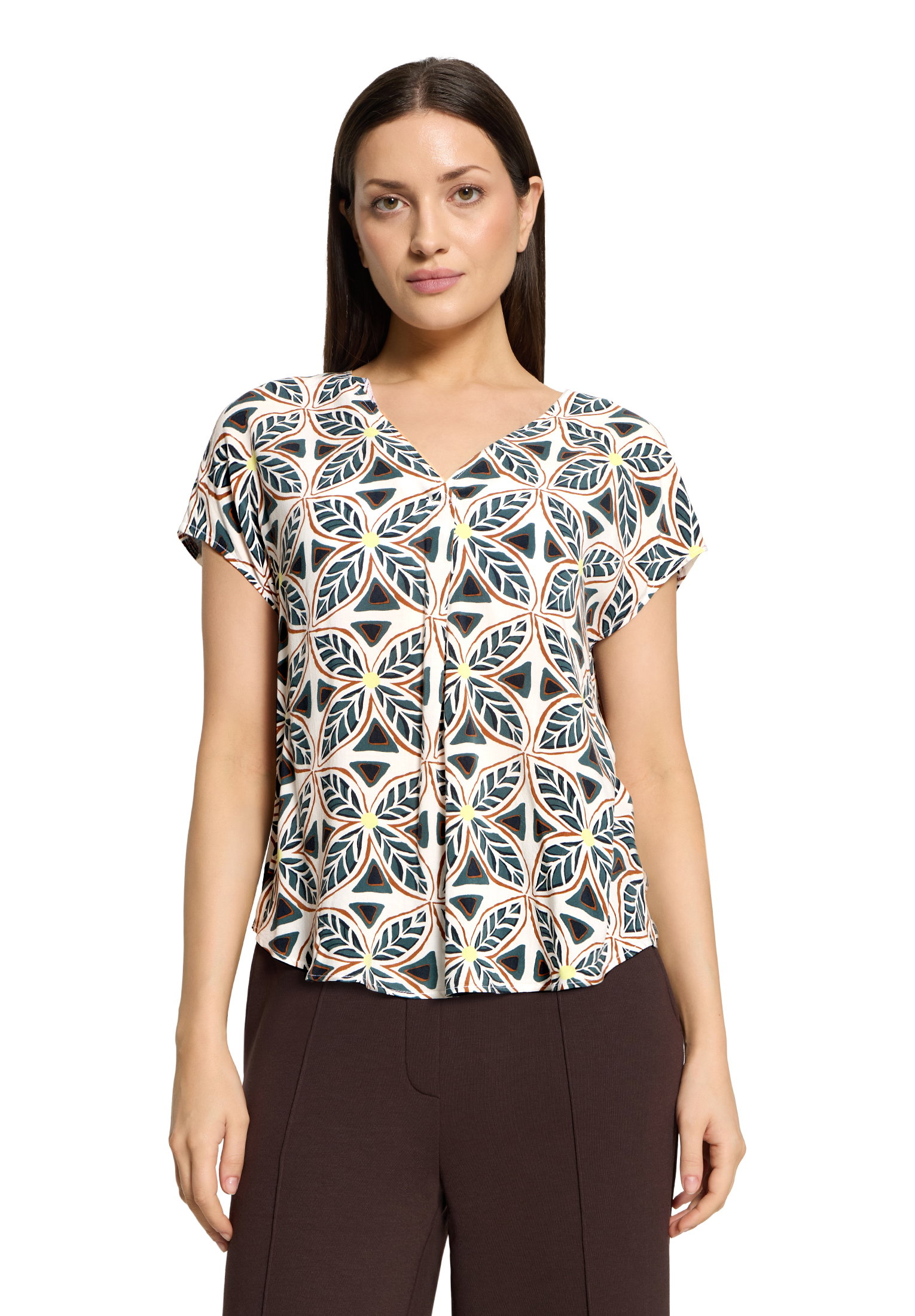 Bluse Kurz 1/2 Arm, Nature/Grey #3