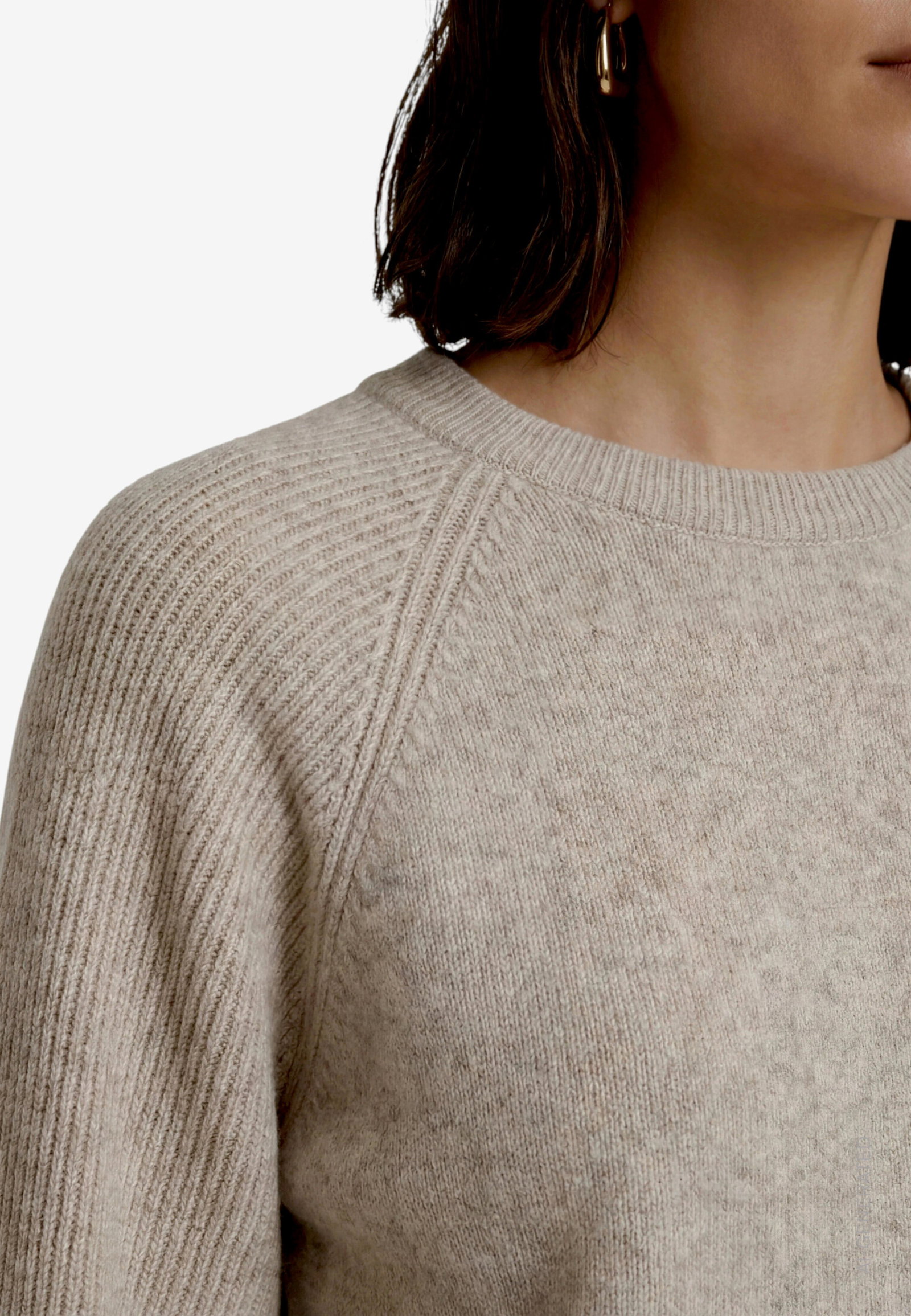 Strickpullover Kurz 3/4 Arm, Light Beige Melange #5
