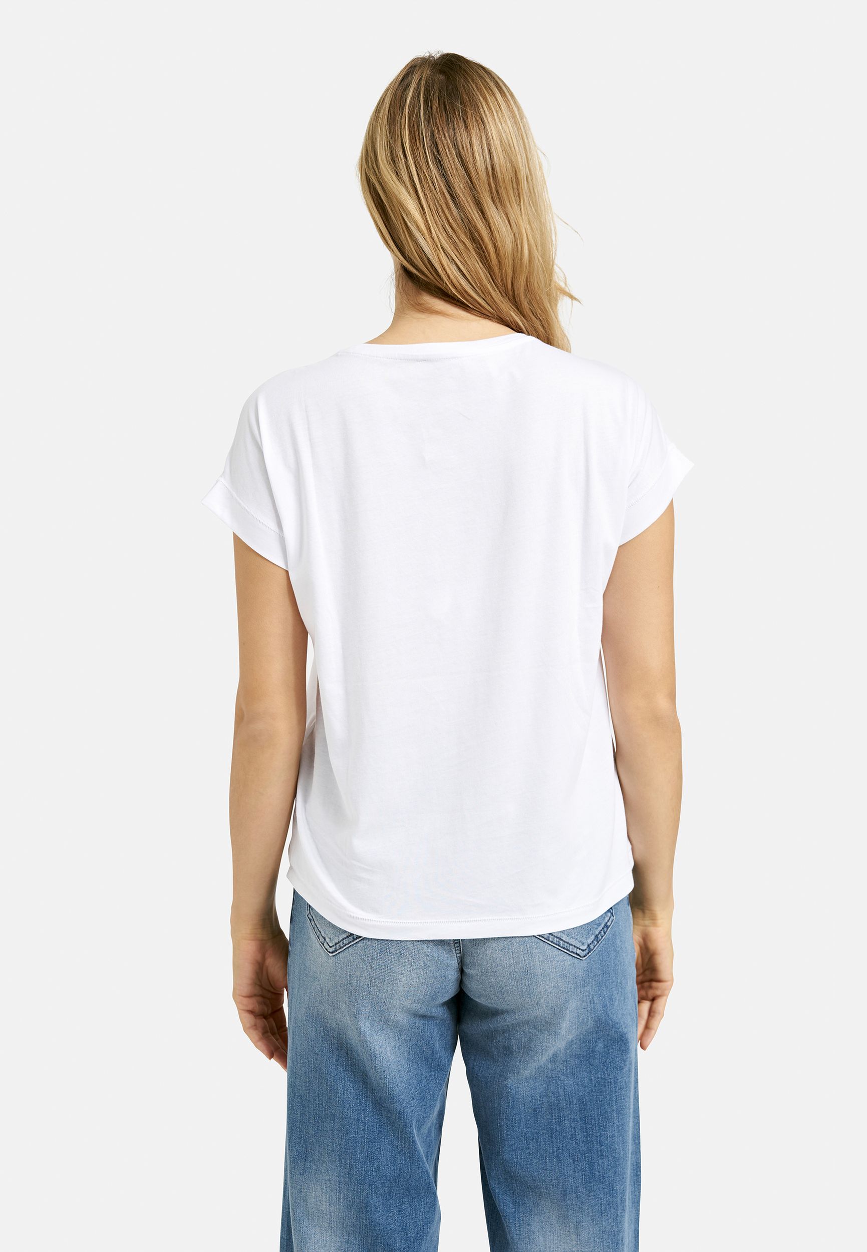 Milano |  Shirt w roundneck + oversized shoulder | L | white