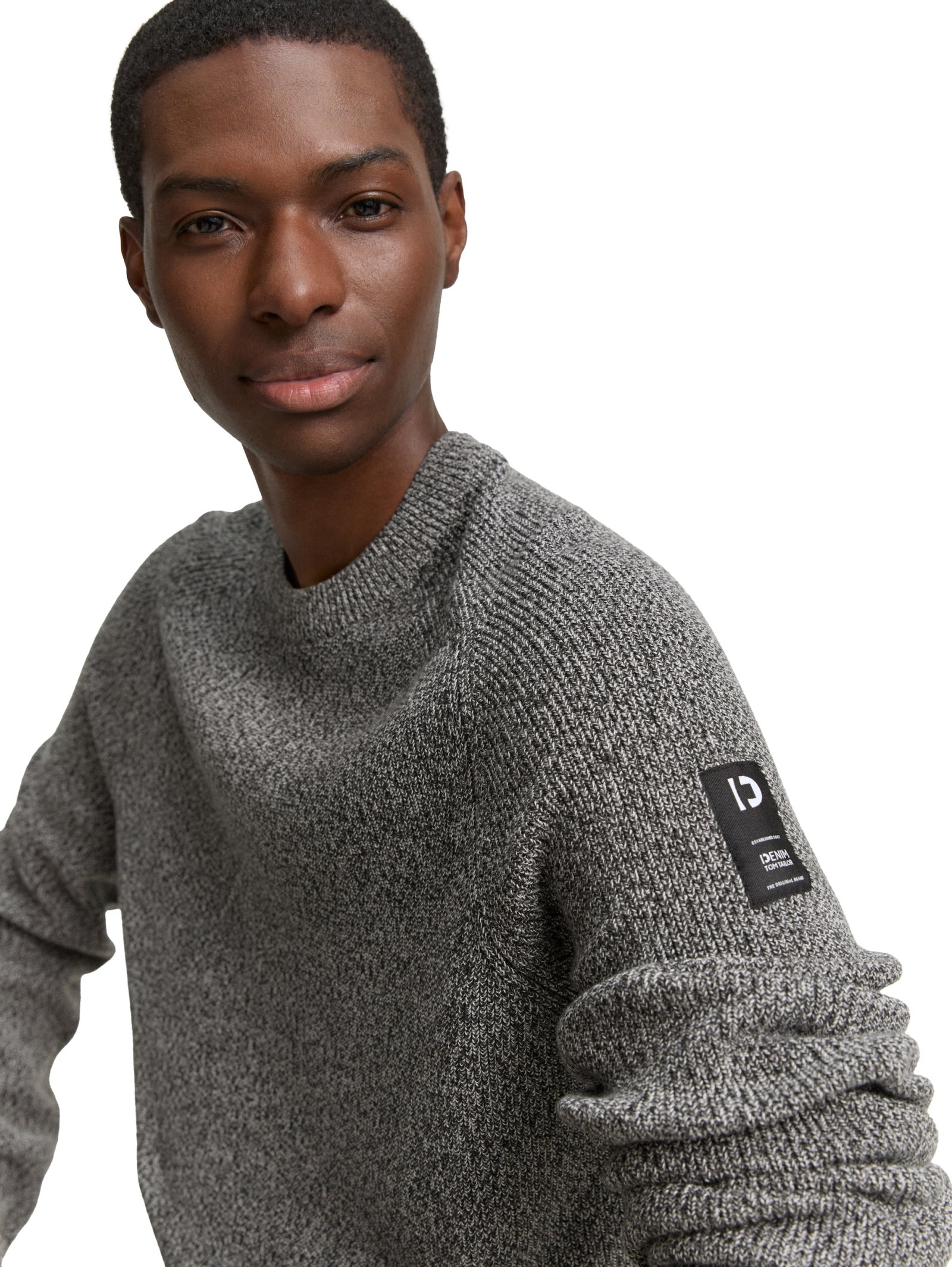 structured multi color crewnec, black salt and pepper mouline #5