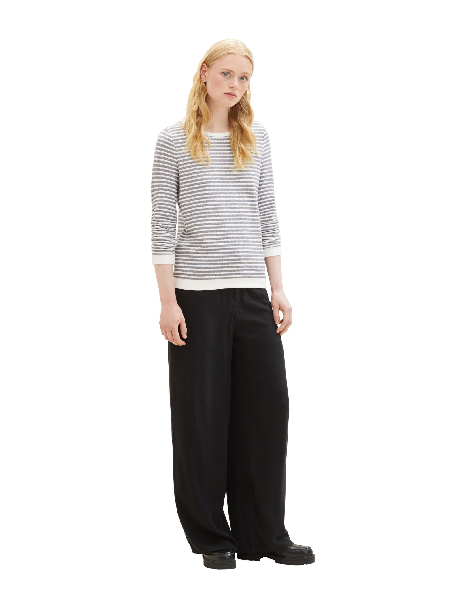 striped jacquard sweatshirt, blue white structured stripe #3