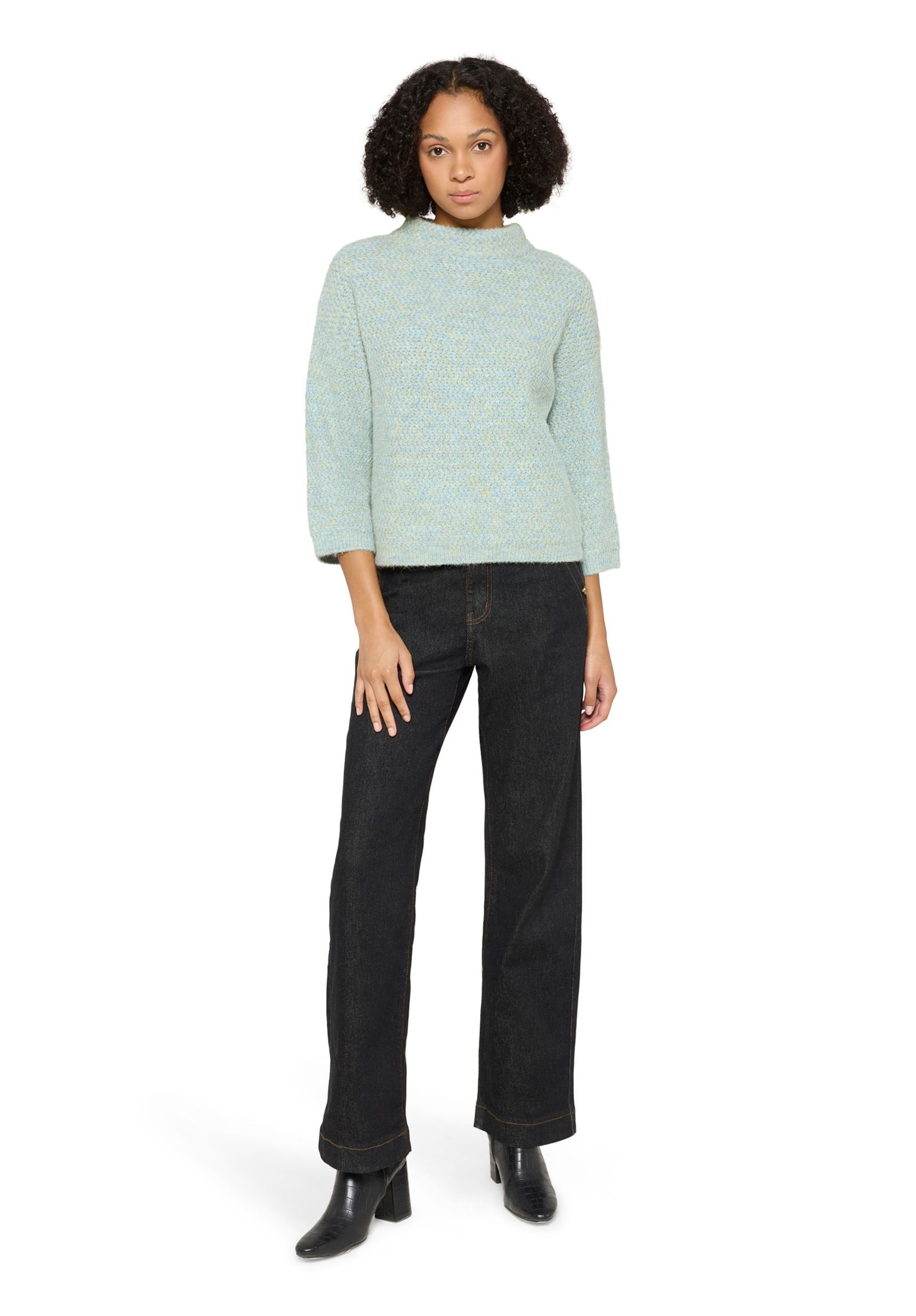 |  Strickpullover Lang 3/4 Arm, Light Blue/Cream | 44