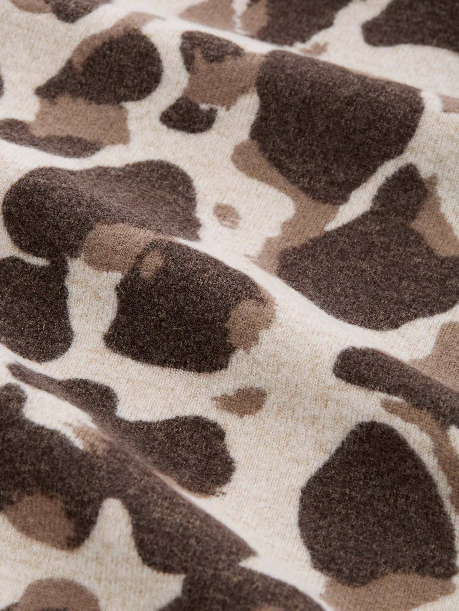 T-shirt cozy alloverprint, beige melange brown  leo print #2