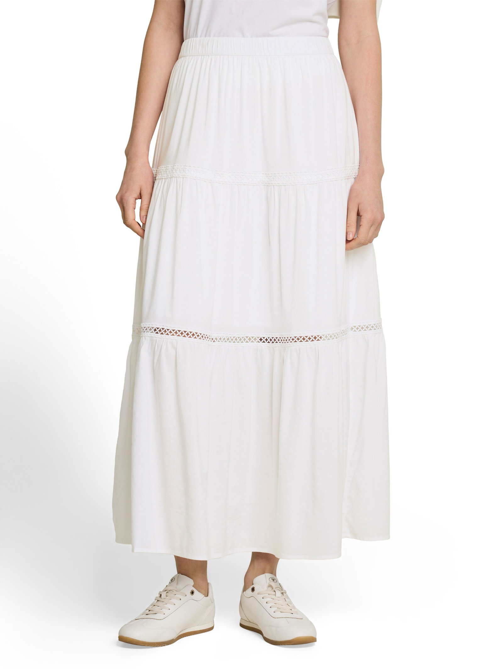maxi volant skirt, White #2
