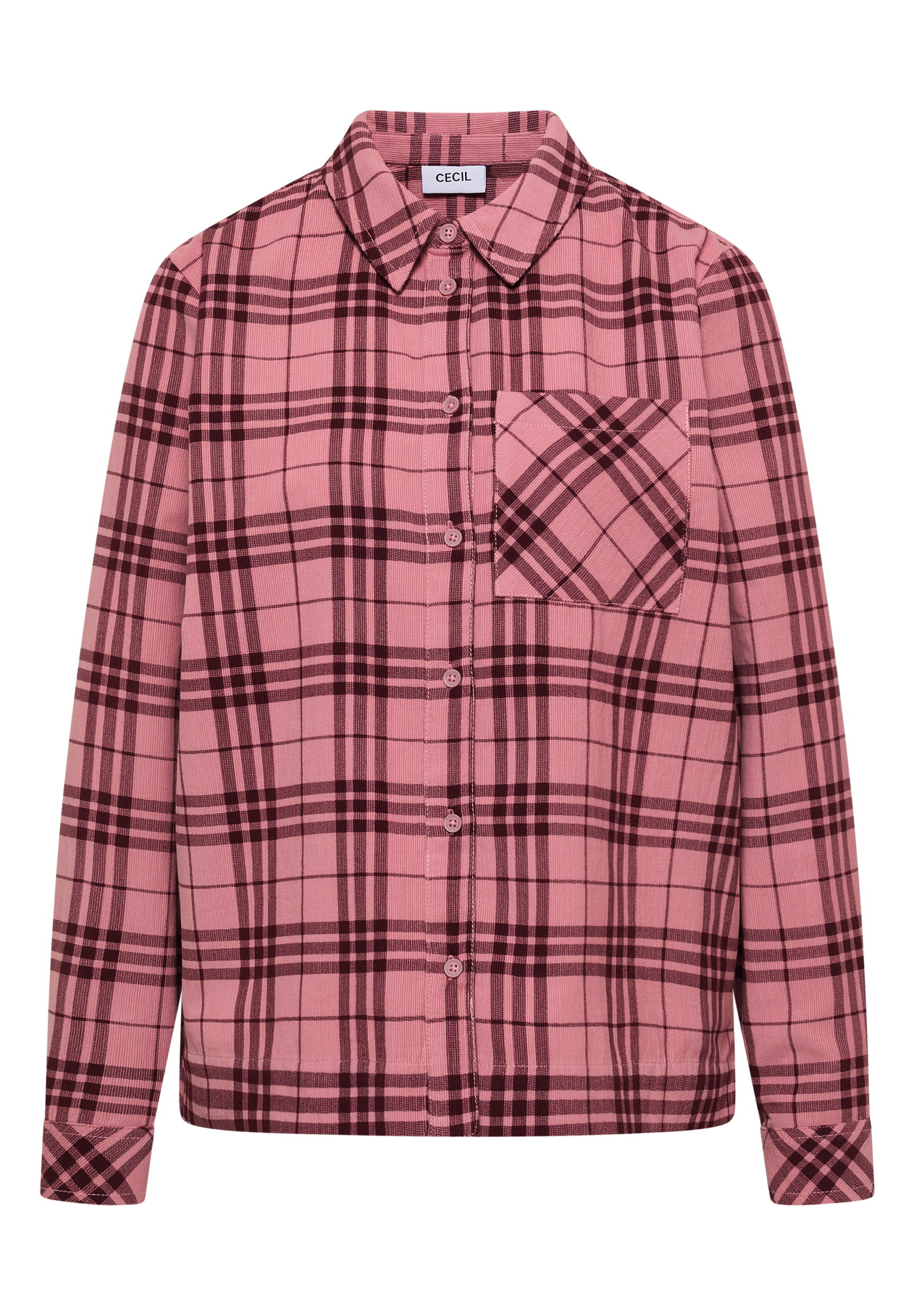 TOS Check Corduroy Blouse, velvet rose #1