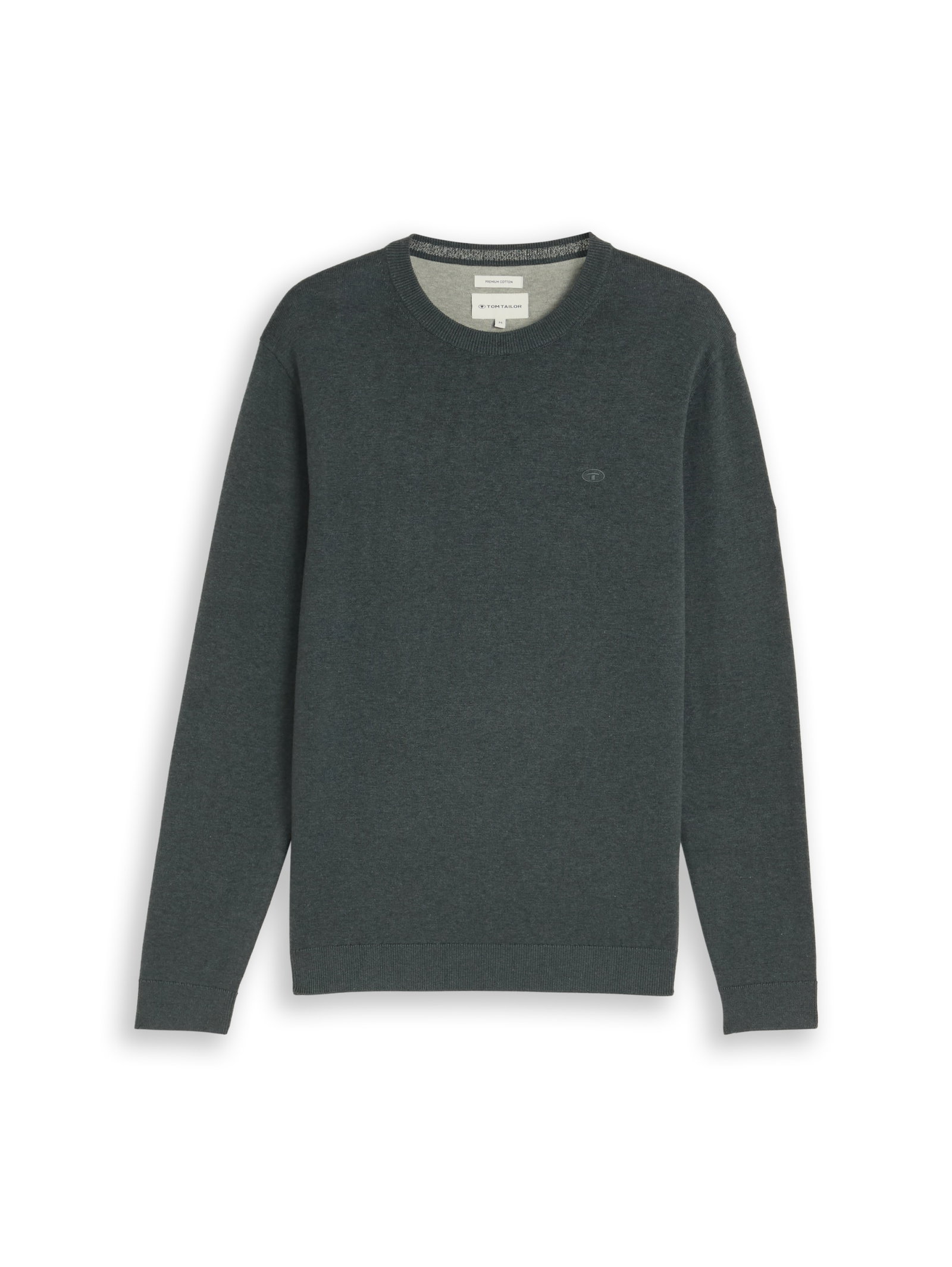 basic crewneck knit, darkest olive melange #1