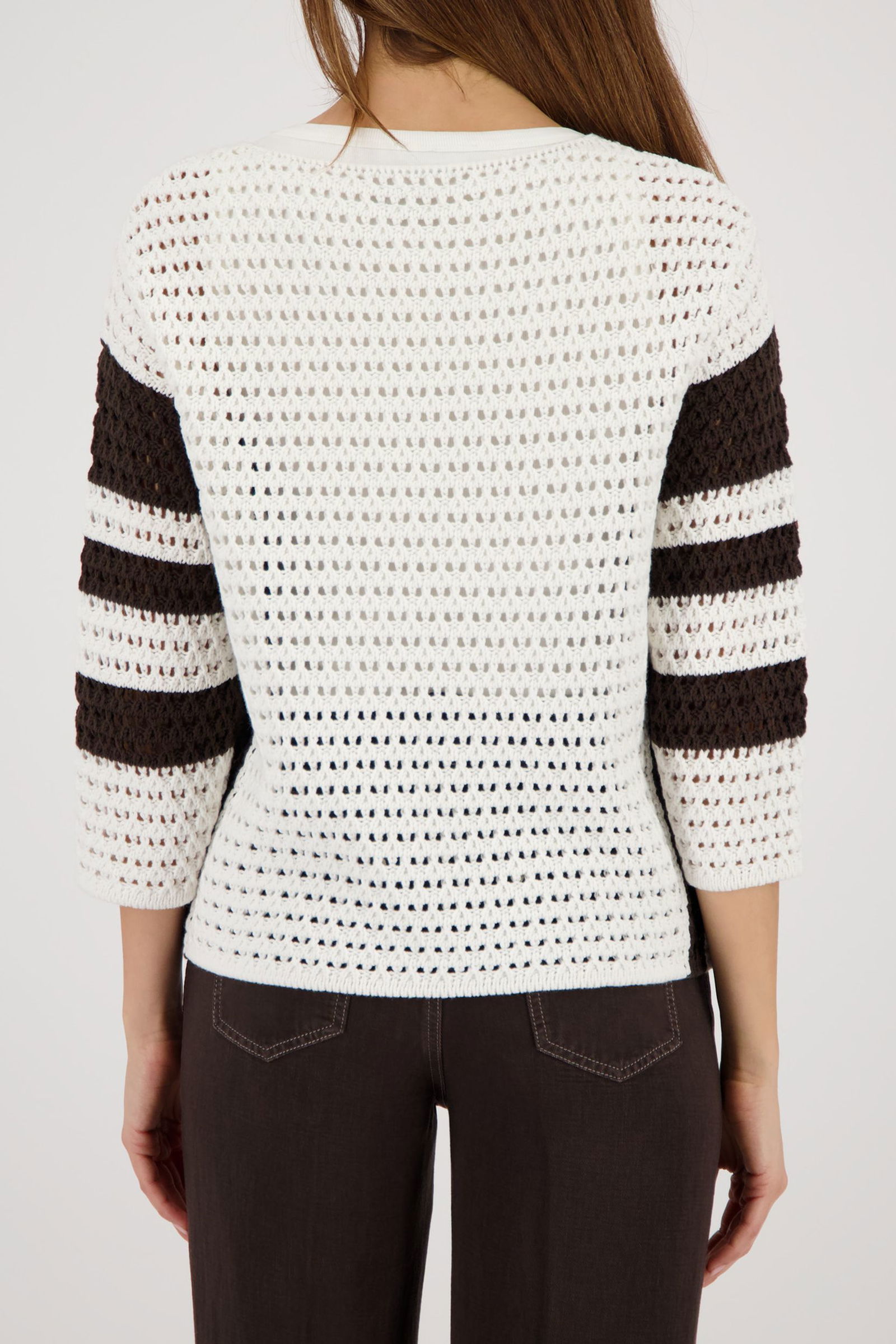 Monari |  Monari Pullover  | 44 | off-white gemustert