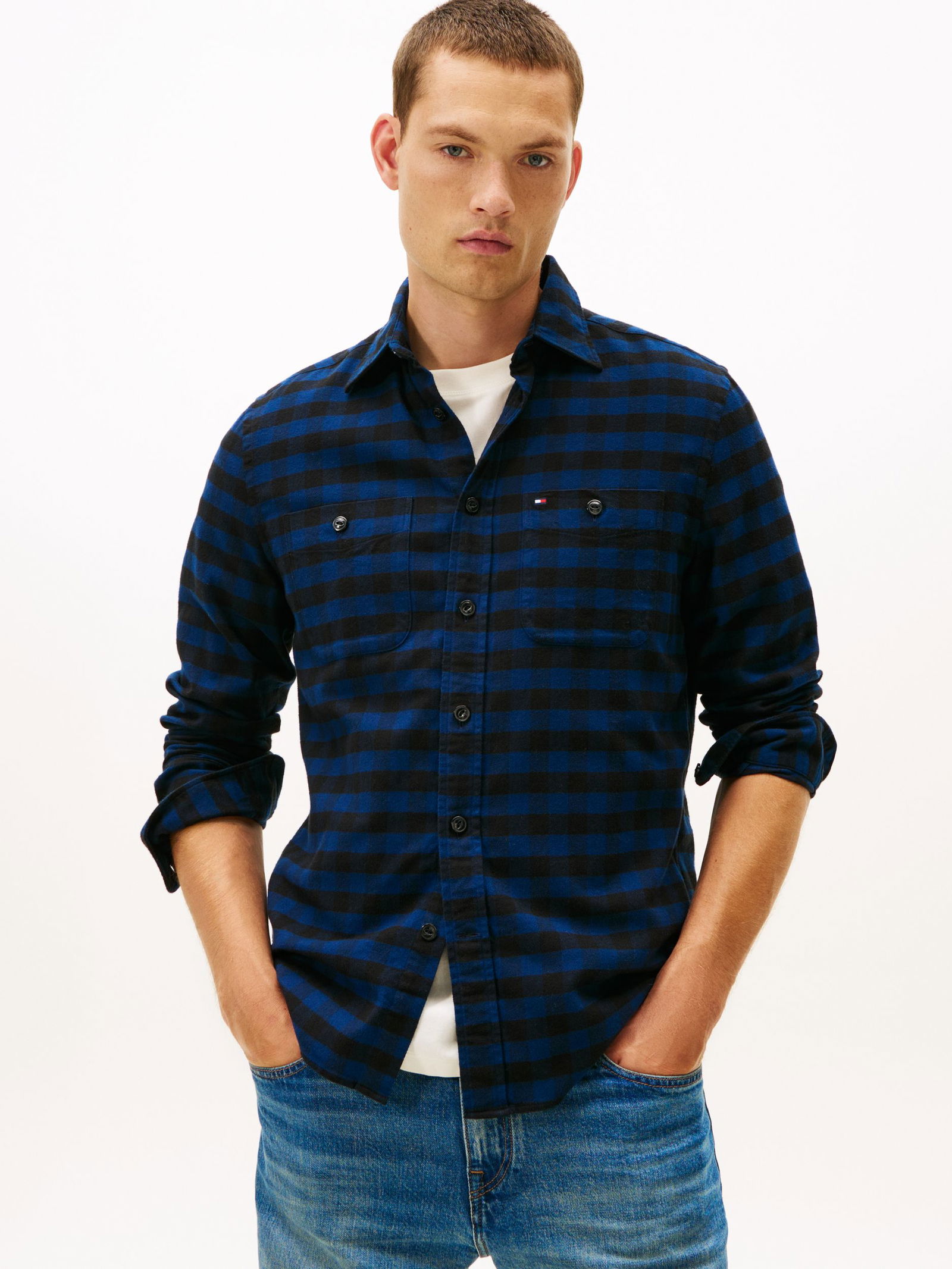 Tommy Hilfiger | Tommy Hilfiger Hemd Regular Fit | XL | blue coal / optic white