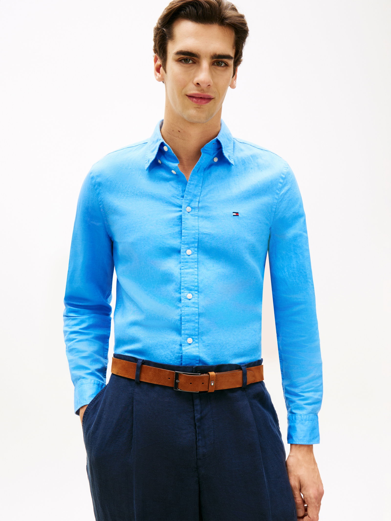 Regular Fit Linen Blend Button-Down Shirt #2