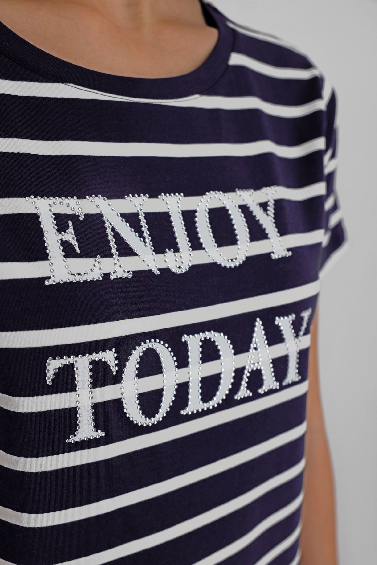 Monari |  T-Shirt, sea side ringel | 46