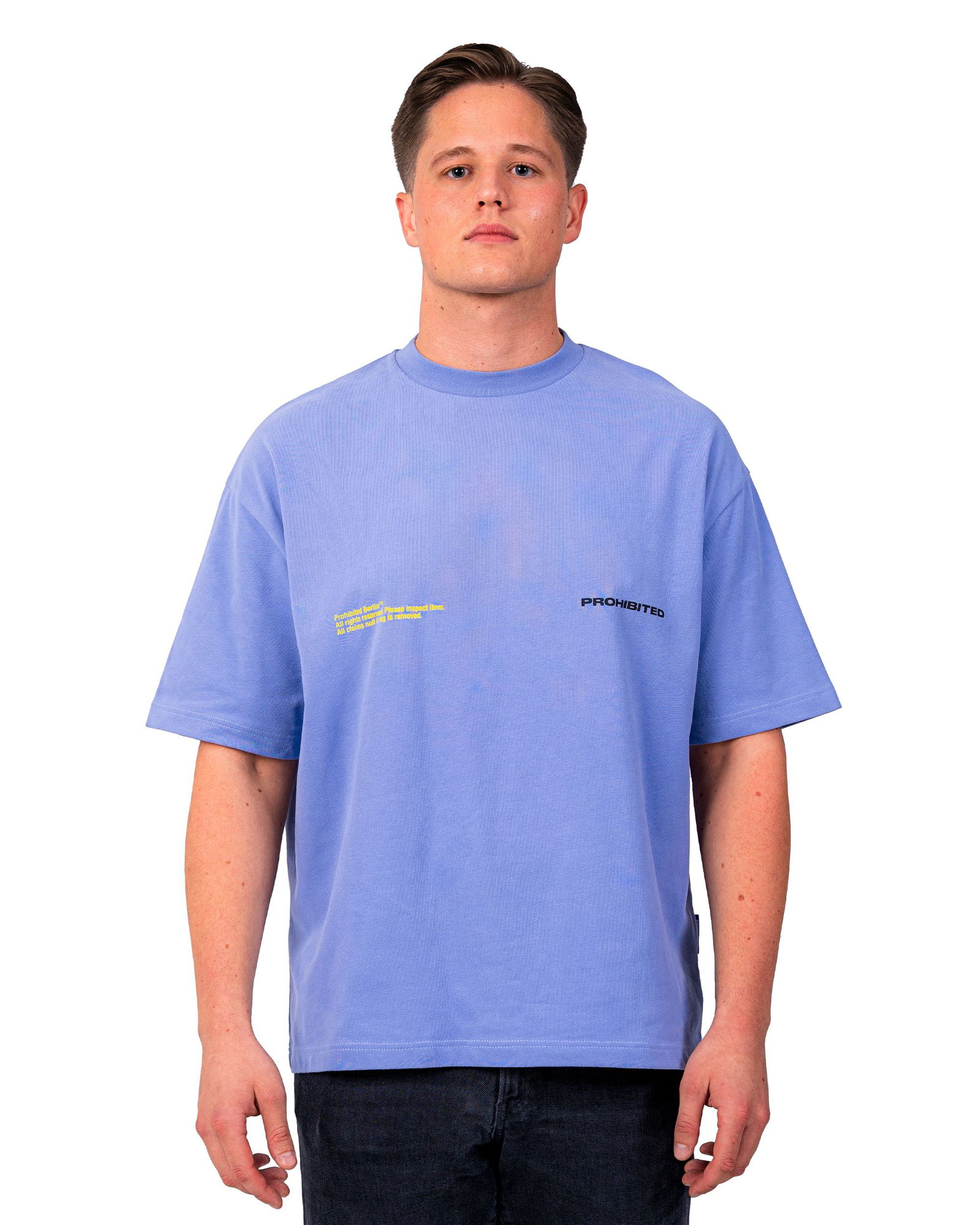  | Prohibited Embroidery Unisex Oversized Shirt | XS | purple