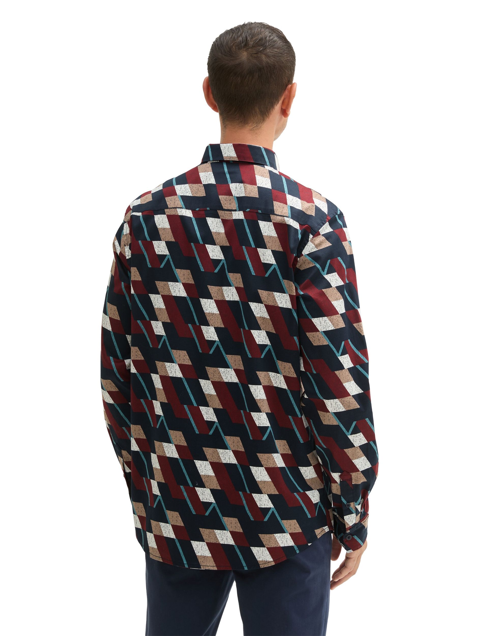  |  colorful printed shirt, navy base big element design | L