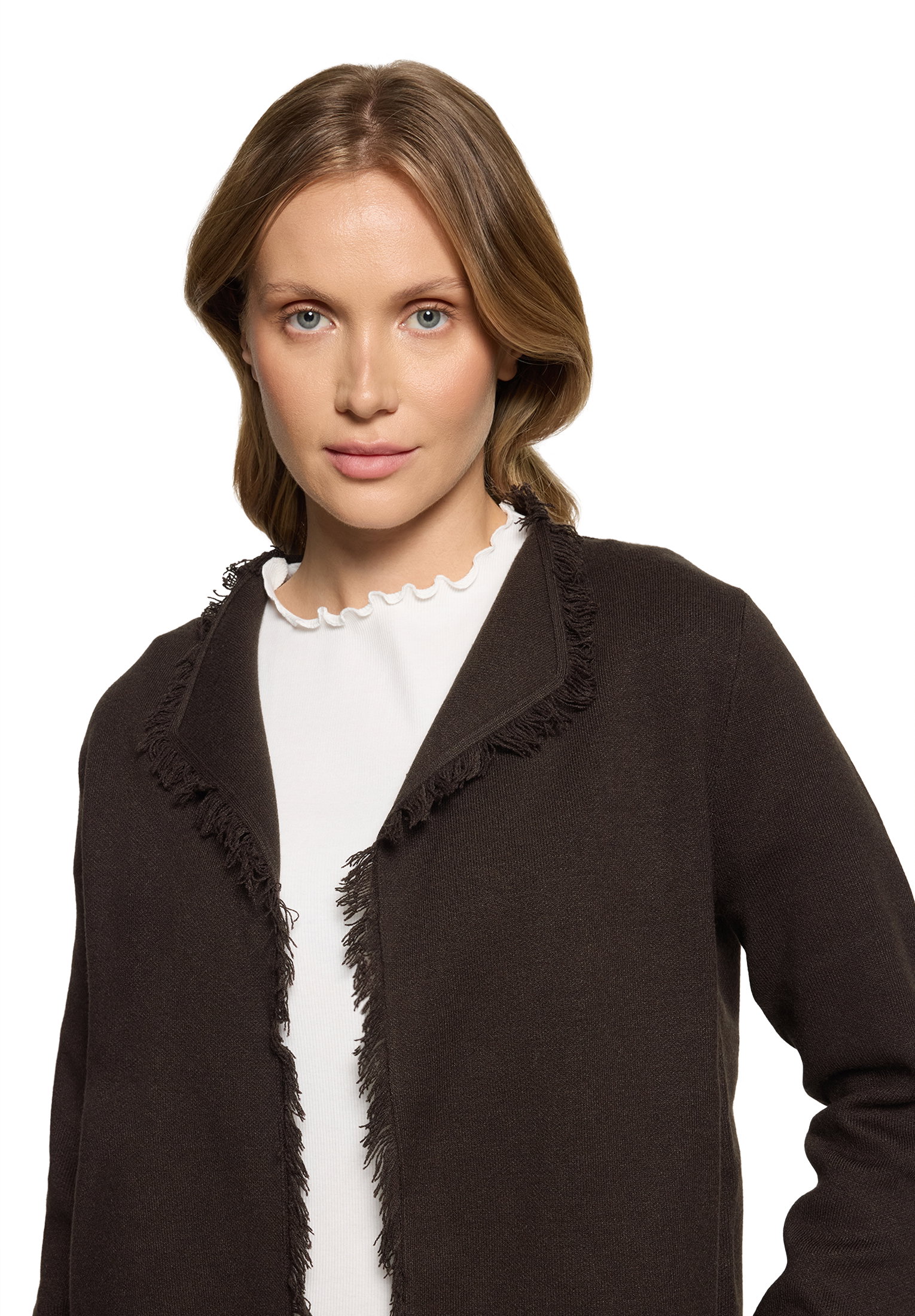 Strickjacke Kurz 1/1 Arm, Black Coffee #6