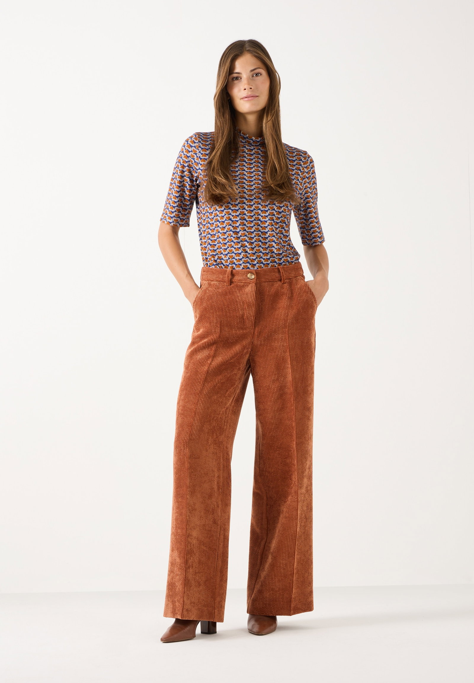 Soft Corduroy Wide Leg Pants, cinnamon #4