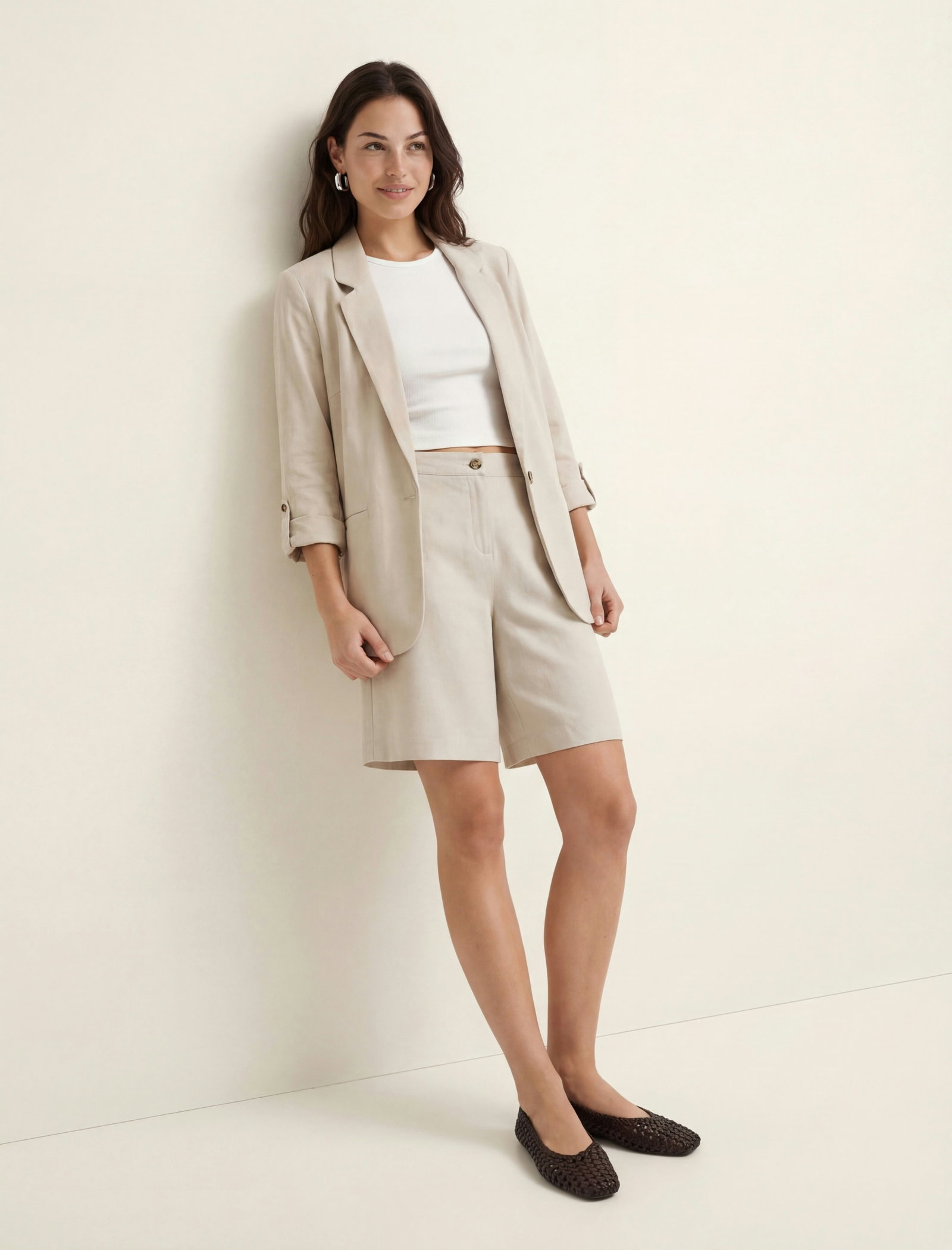 VMJESMILO 3/4 LOOSE BLAZER WVN NOOS, Silver Lining #2