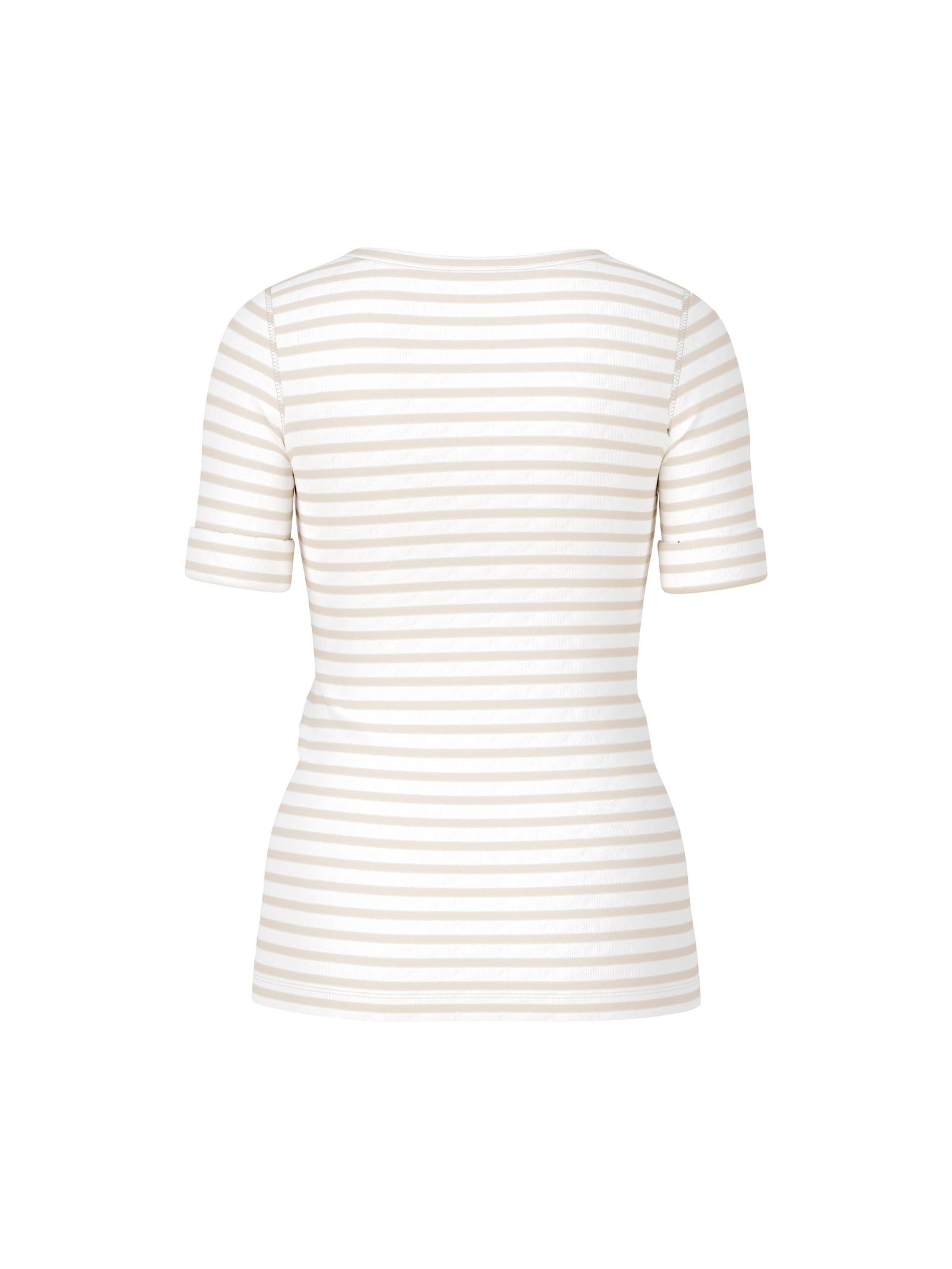 Marc Cain Additions |  Ringel-T-Shirt aus Baumwoll-Ripp | 42 | smoke