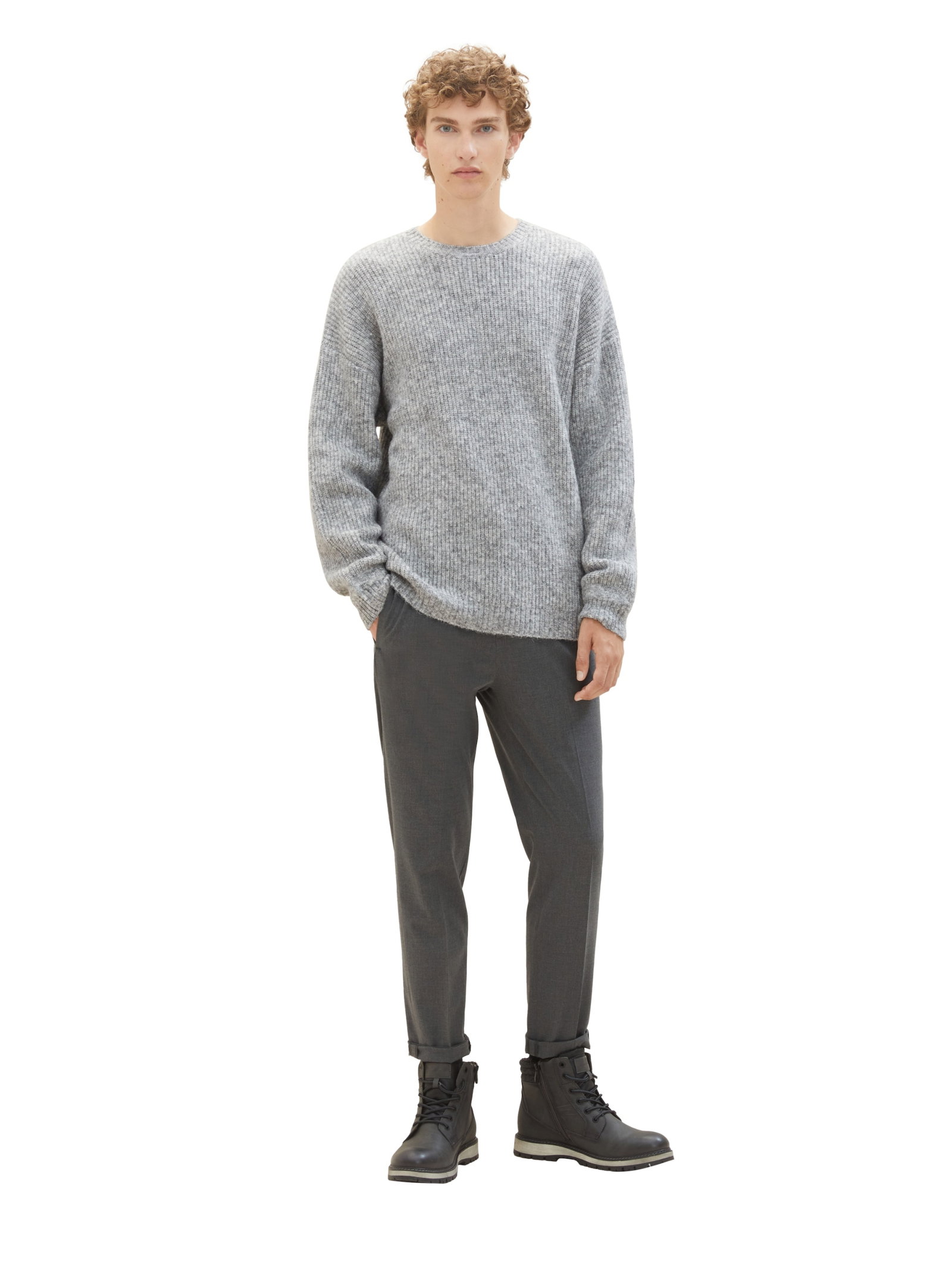 relaxed tapered pants, Mid Grey Melange #5