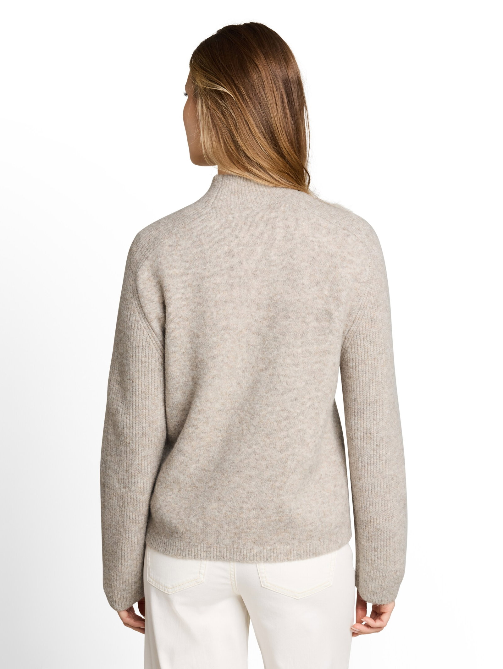 knit mock-neck with saddleshou, atmosphere beige melange #4
