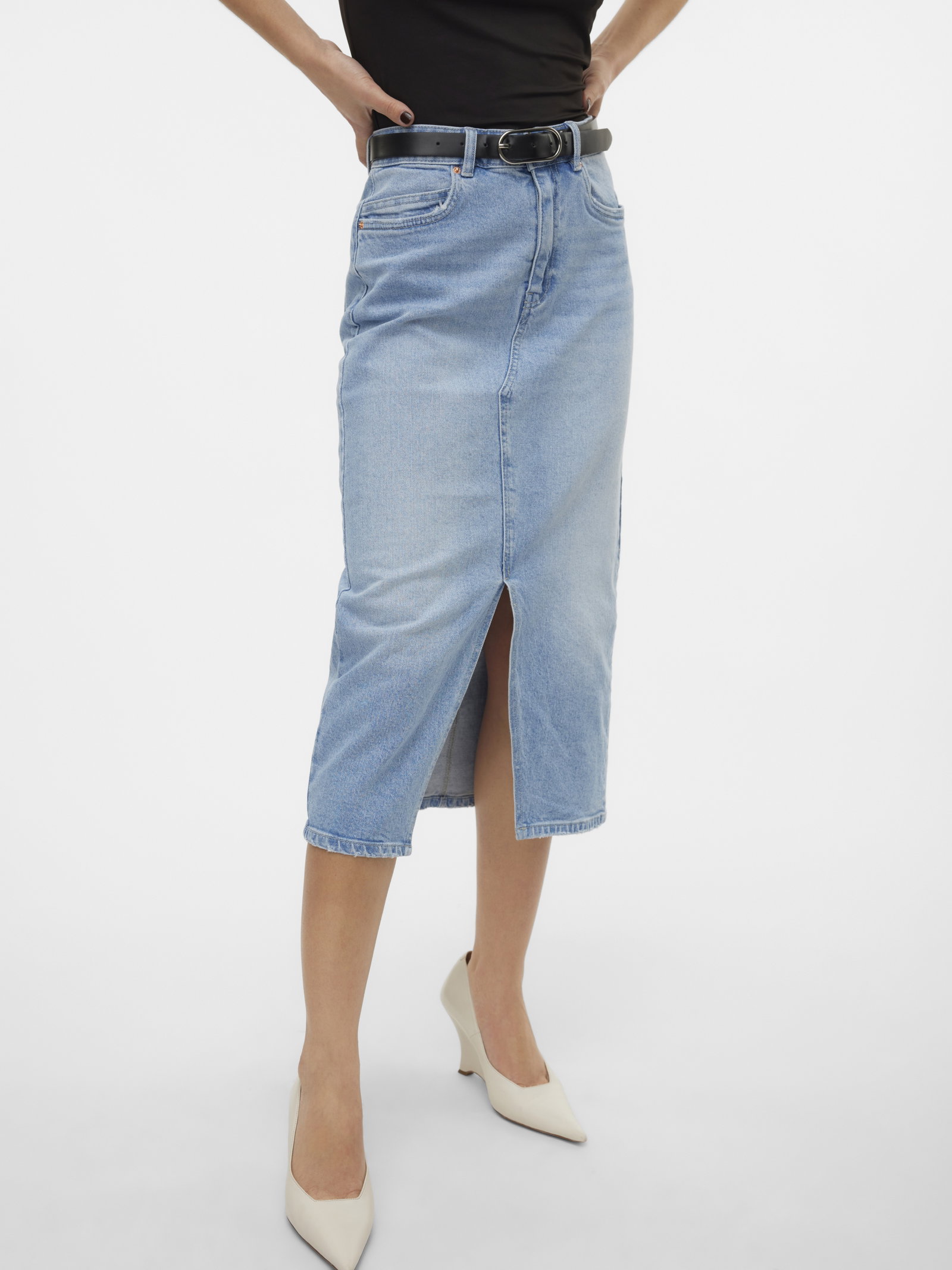 VMVERI HR CALF DENIM SKIRT GA MIX N, Light Blue Denim #5