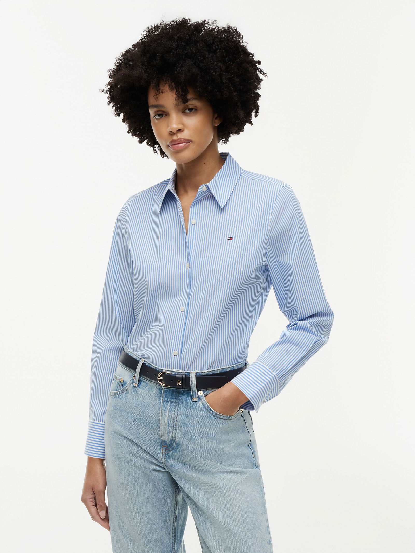 Tommy Hilfiger |  Tommy Hilfiger Druckbluse  | 40 | breton stp / breezy blue white