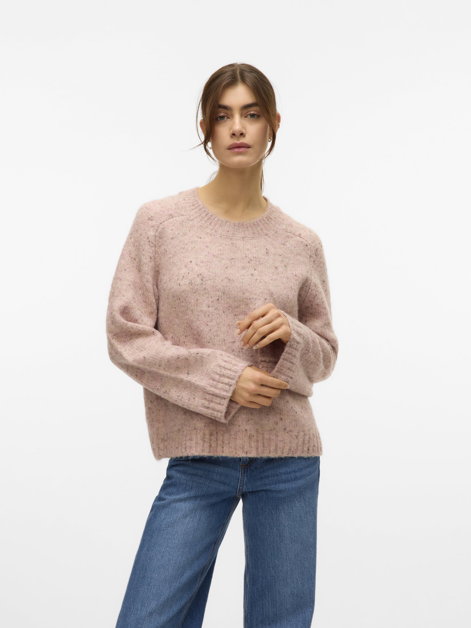 VMINGRID LS O-NECK PULLOVER, Pink Dogwood/W. MELANGE LL19 FROM C #5